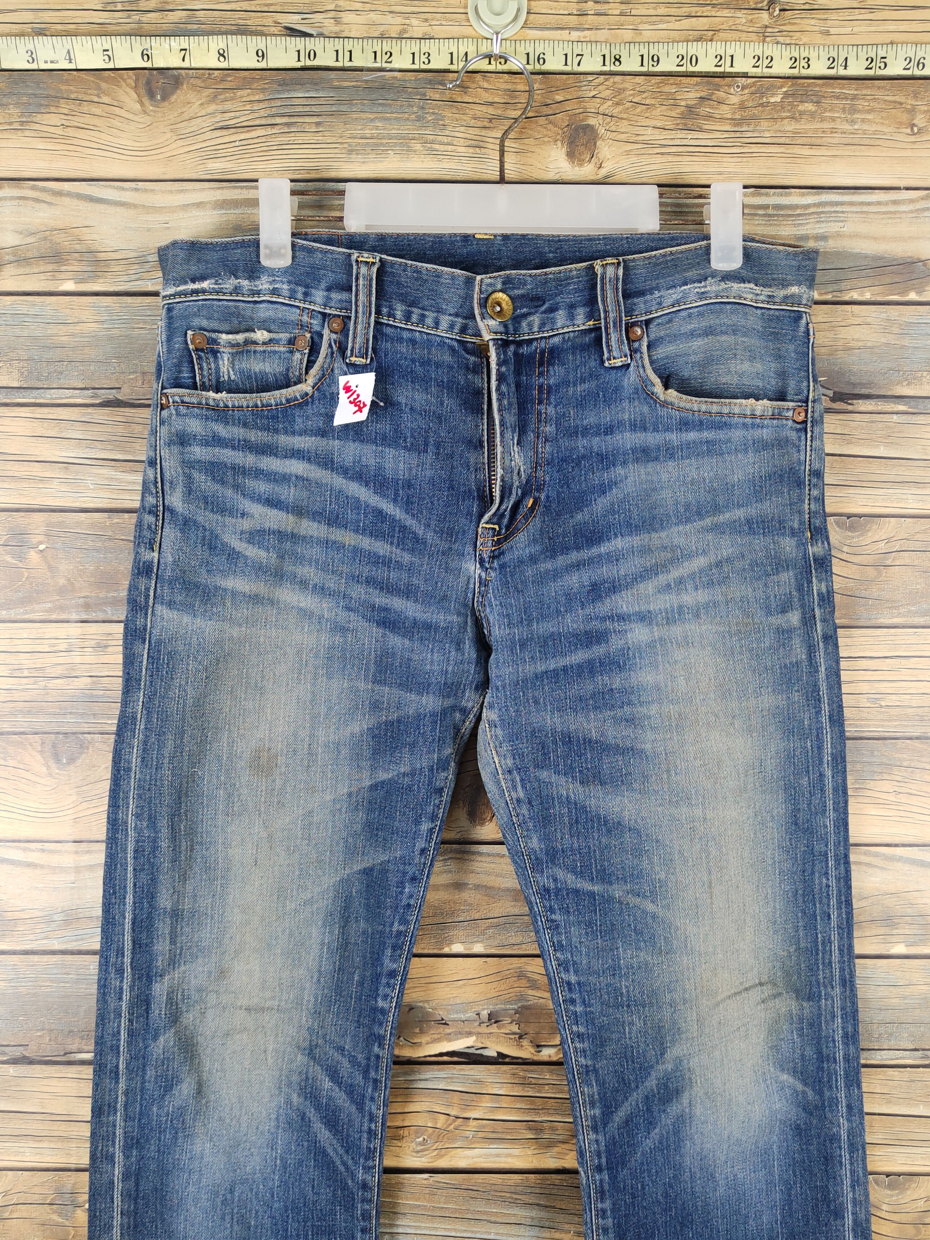Japanese Brand Uniqlo Blue Distressed Ripped Jeans #W1307 Size US 33 - 2 Thumbnail
