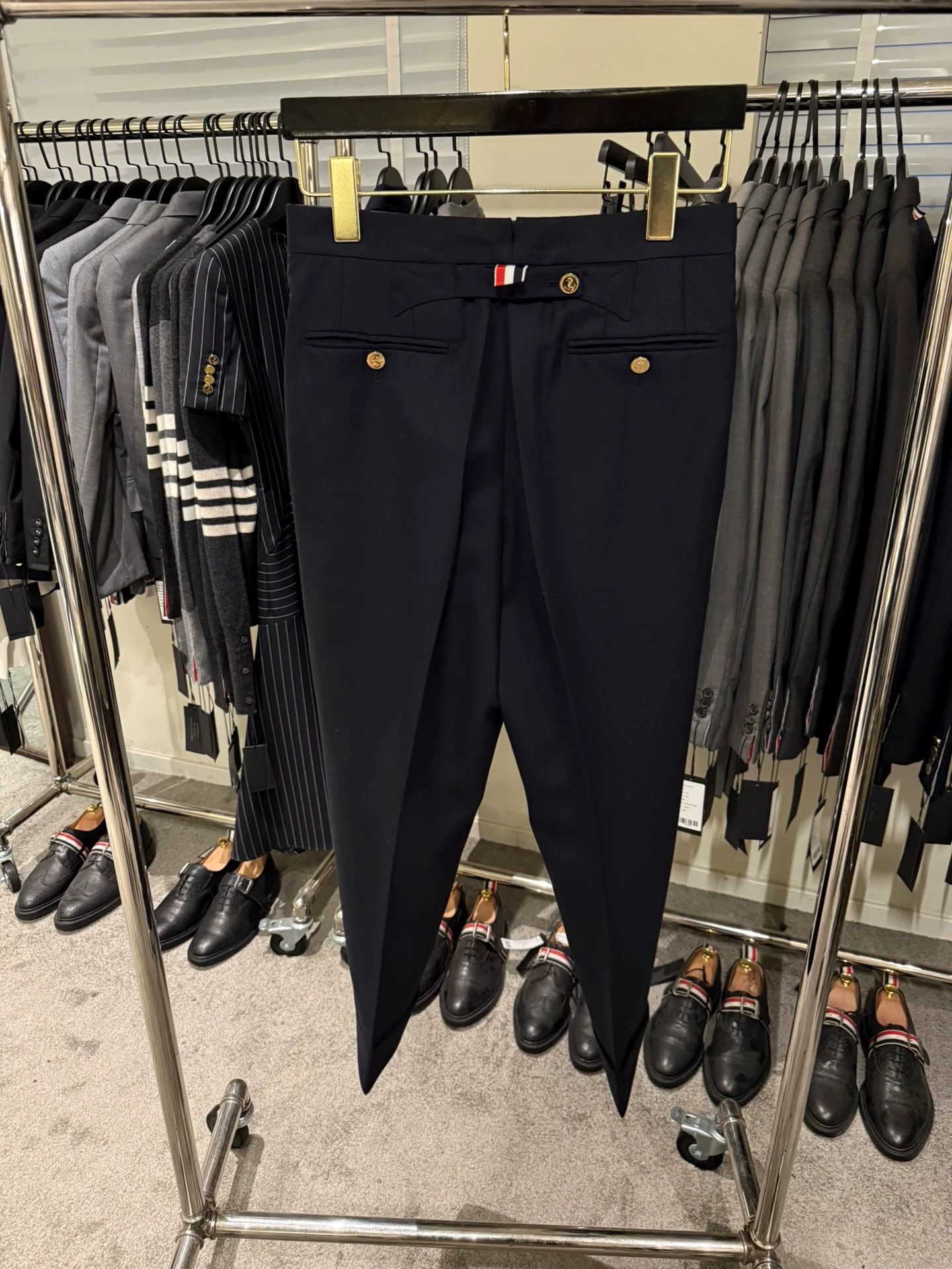 Thom Browne Thom Browne Women's Navy Gold Button Wool Trousers 38 Size 26" / US 2 / IT 38 - 2 Thumbnail