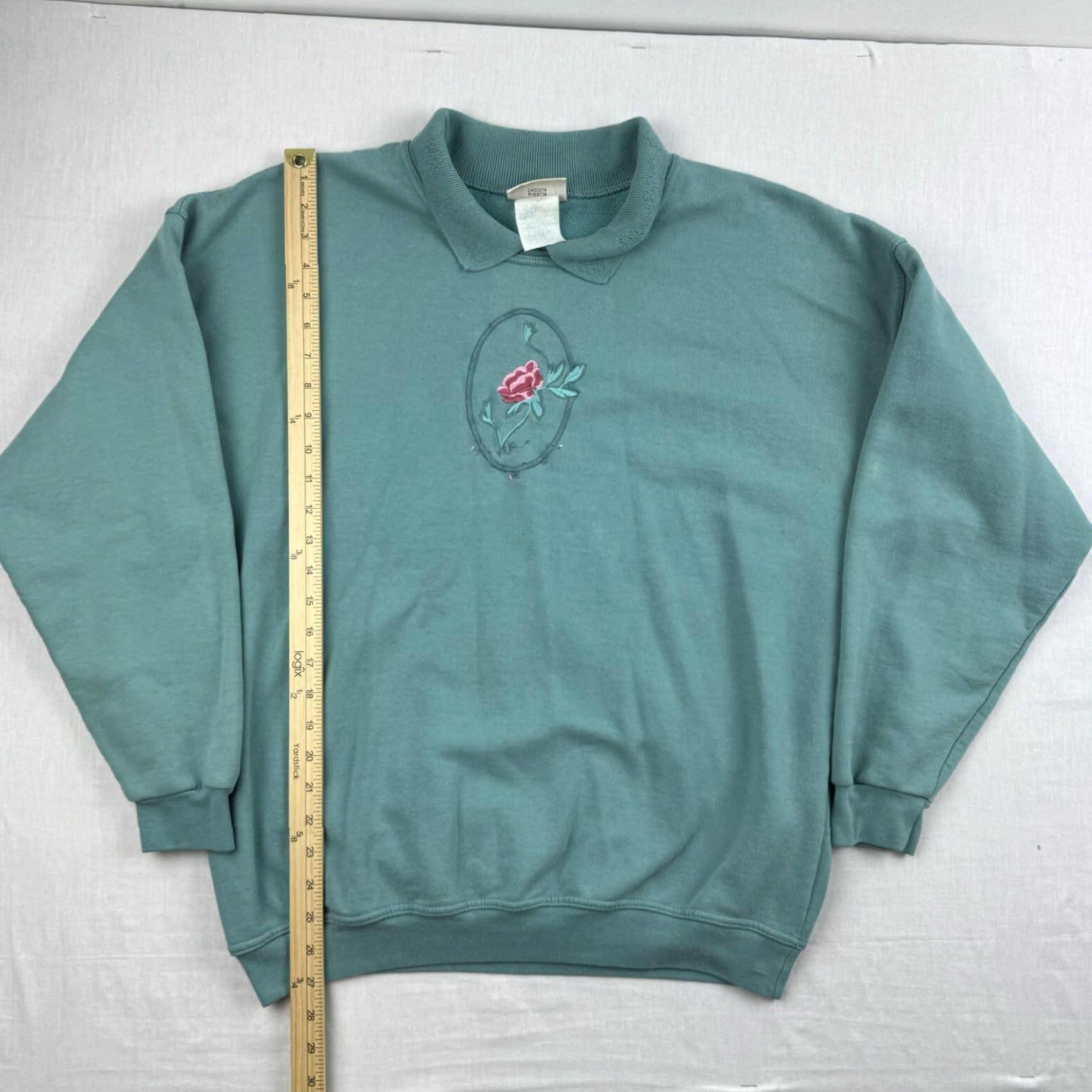 Northern Reflections VINTAGE Northern Reflections Sweatshirt Womens Large Green Collar Embroidered Rose 90s Shirt Size L / US 10 / IT 46 - 7 Thumbnail