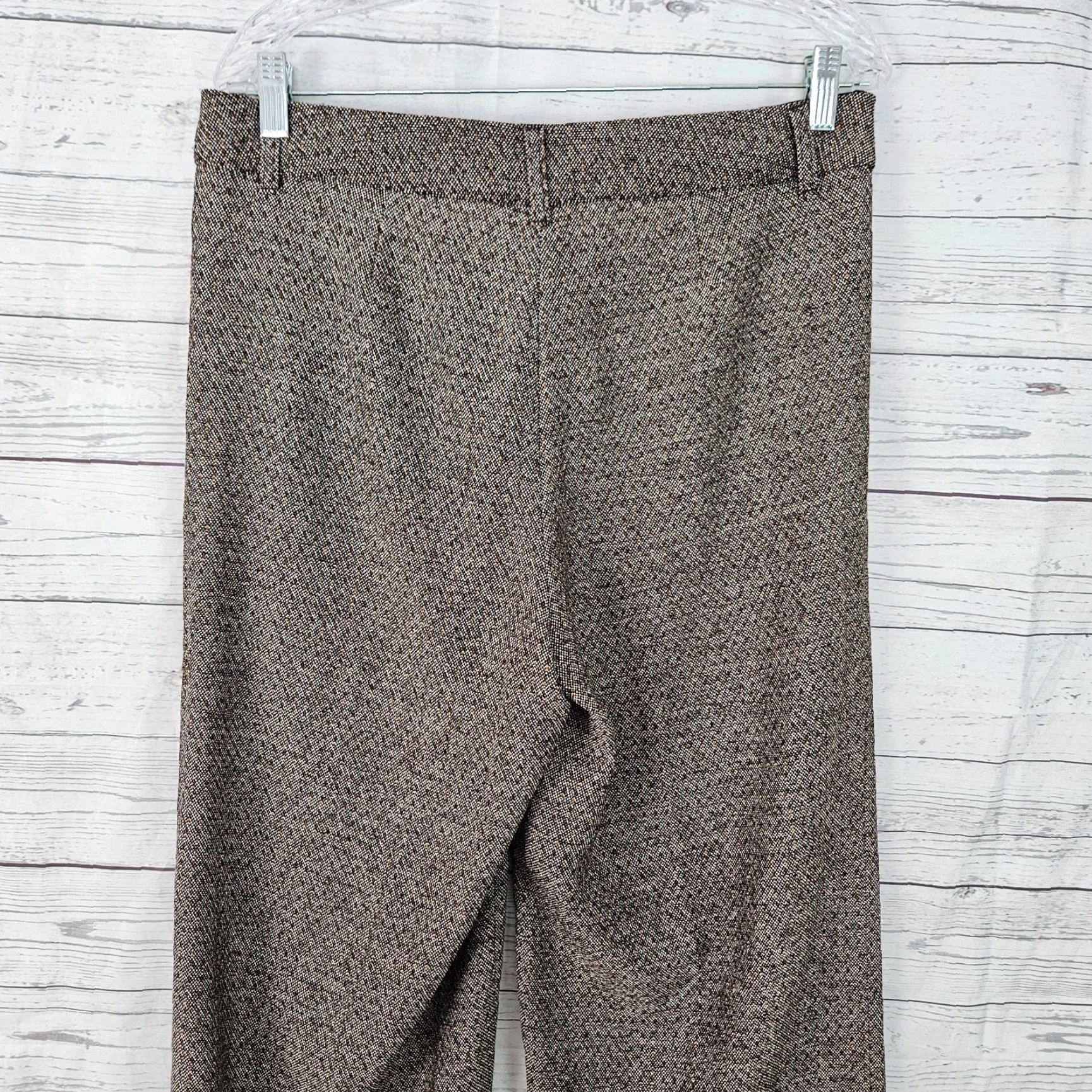 Soft Surroundings Womens Tweed Trouser Sz 8 Brown High Rise Wide Leg Pants Shirt/Hoodie