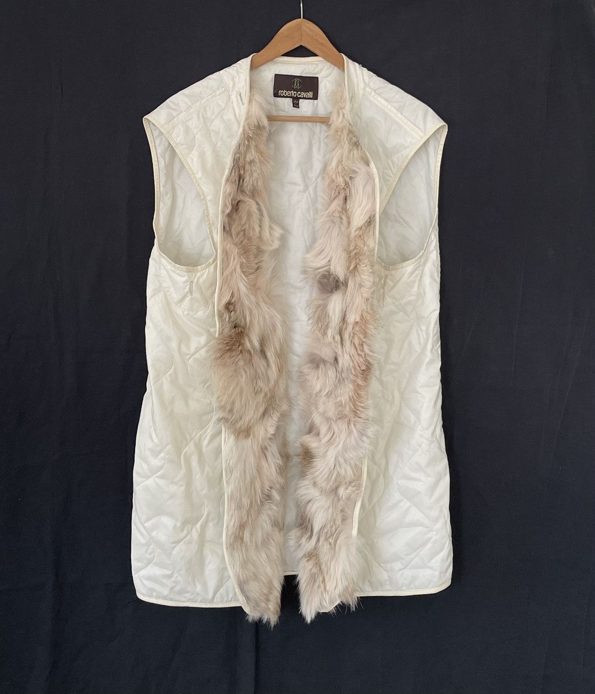 Roberto Cavalli Quilted open front vest with shearling trim Size US M / EU 48-50 / 2 - 1 Thumbnail
