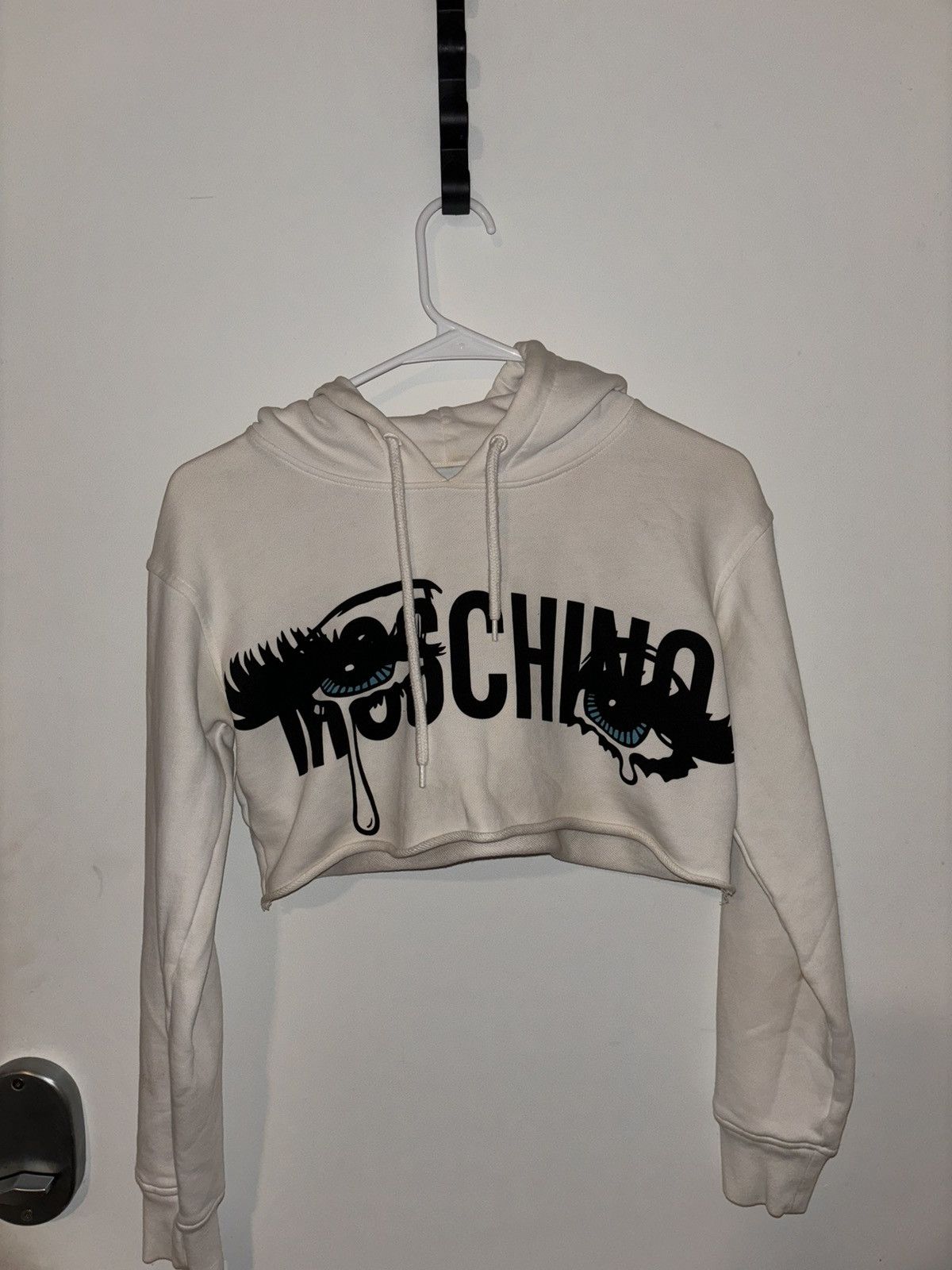 image of Moschino Crying Eyes Hoodie in White, Women's (Size Small)