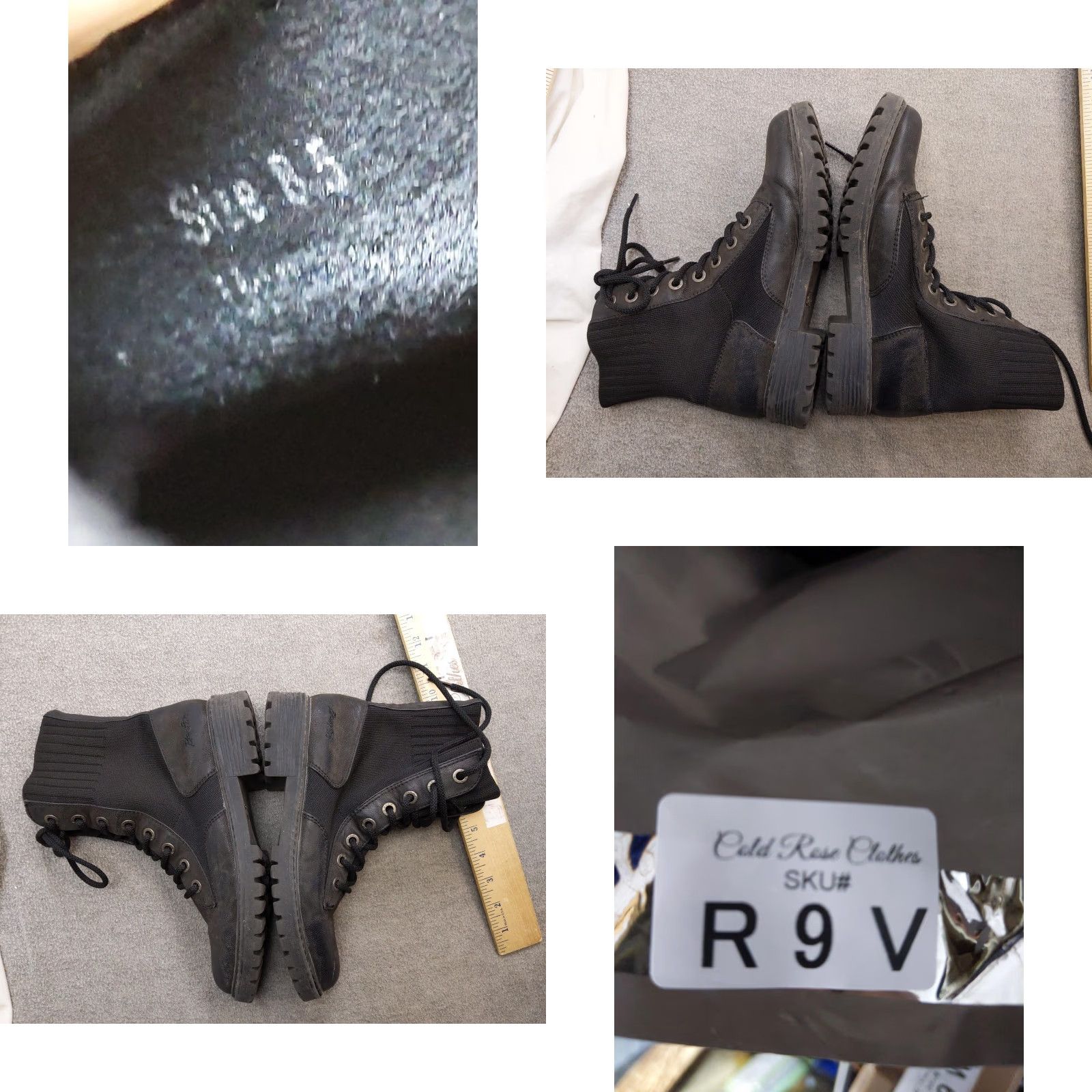 Vintage Blowfish Womens 8.5 Black Knit Combat Ankle Lace Up Lug Sole Booties Shirt Boots Women Lace Up Combat Boots Black Knit Shaft Size US 9 / IT 39 - 8 Thumbnail