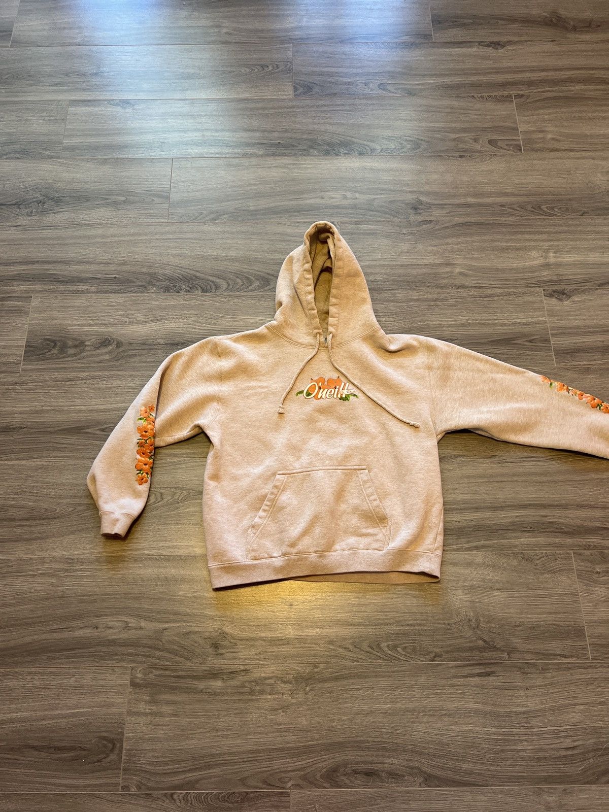 Image of Oneill x Vintage Crazy Y2K Vintage O’Neill Surf Style Graphic Hoodie in Tan, Men's (Size Small)