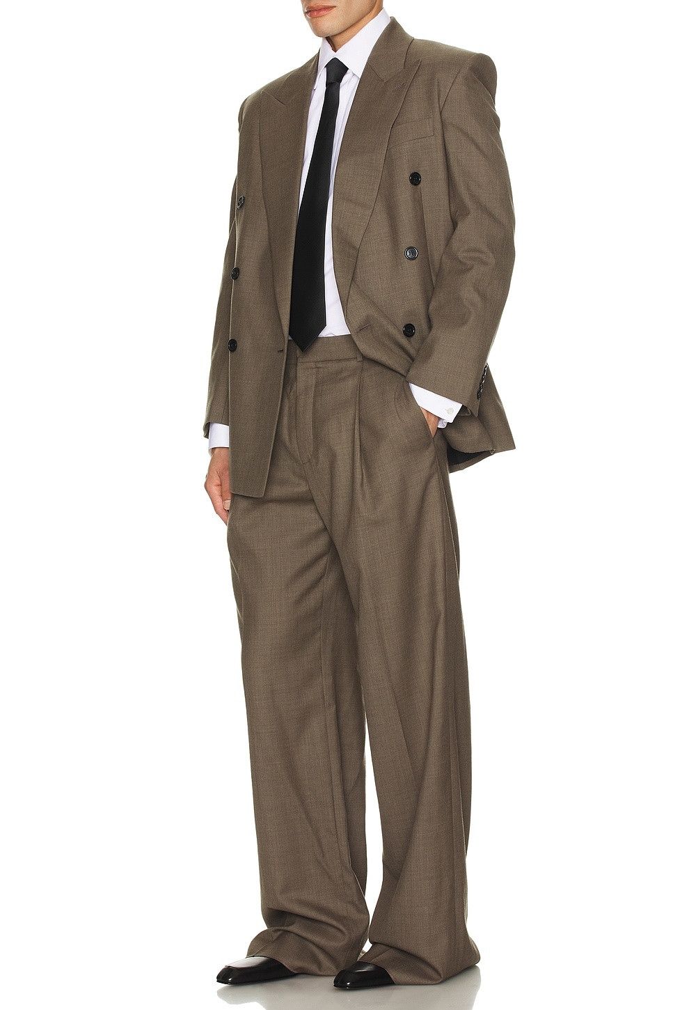 Saint Laurent Paris o1s22i1n0425 Double-breasted Wool Fresco Blazer Taupe Chine Size US M / EU 48-50 / 2 - 6 Thumbnail