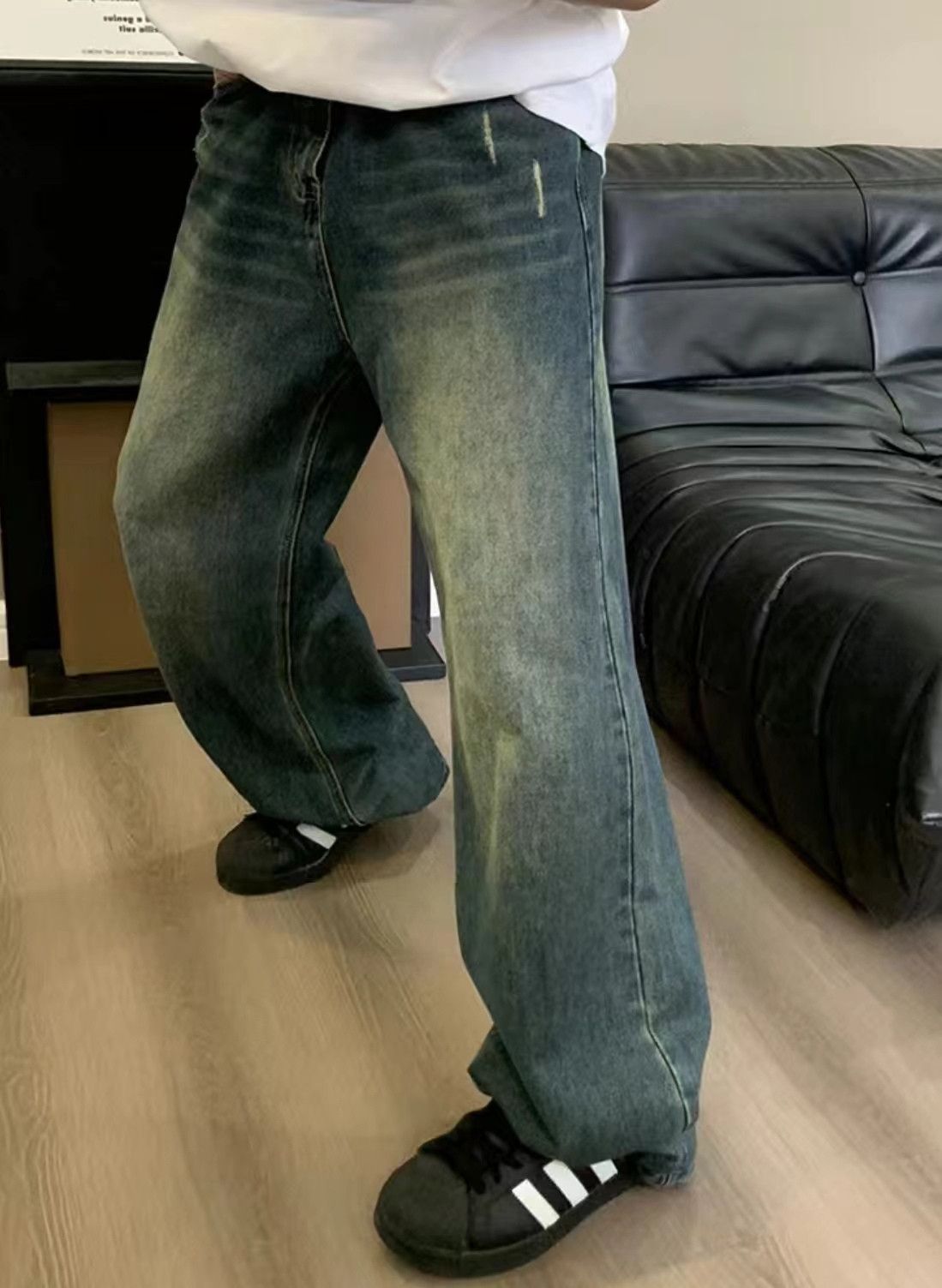 Japanese Brand × Jean Vintage washed distressed loose-fitting jeans Size US 32 / EU 48 - 3 Thumbnail