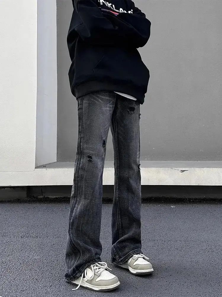 Japanese Brand Loose straight washed distressed jeans Size US 32 / EU 48 - 1 Thumbnail
