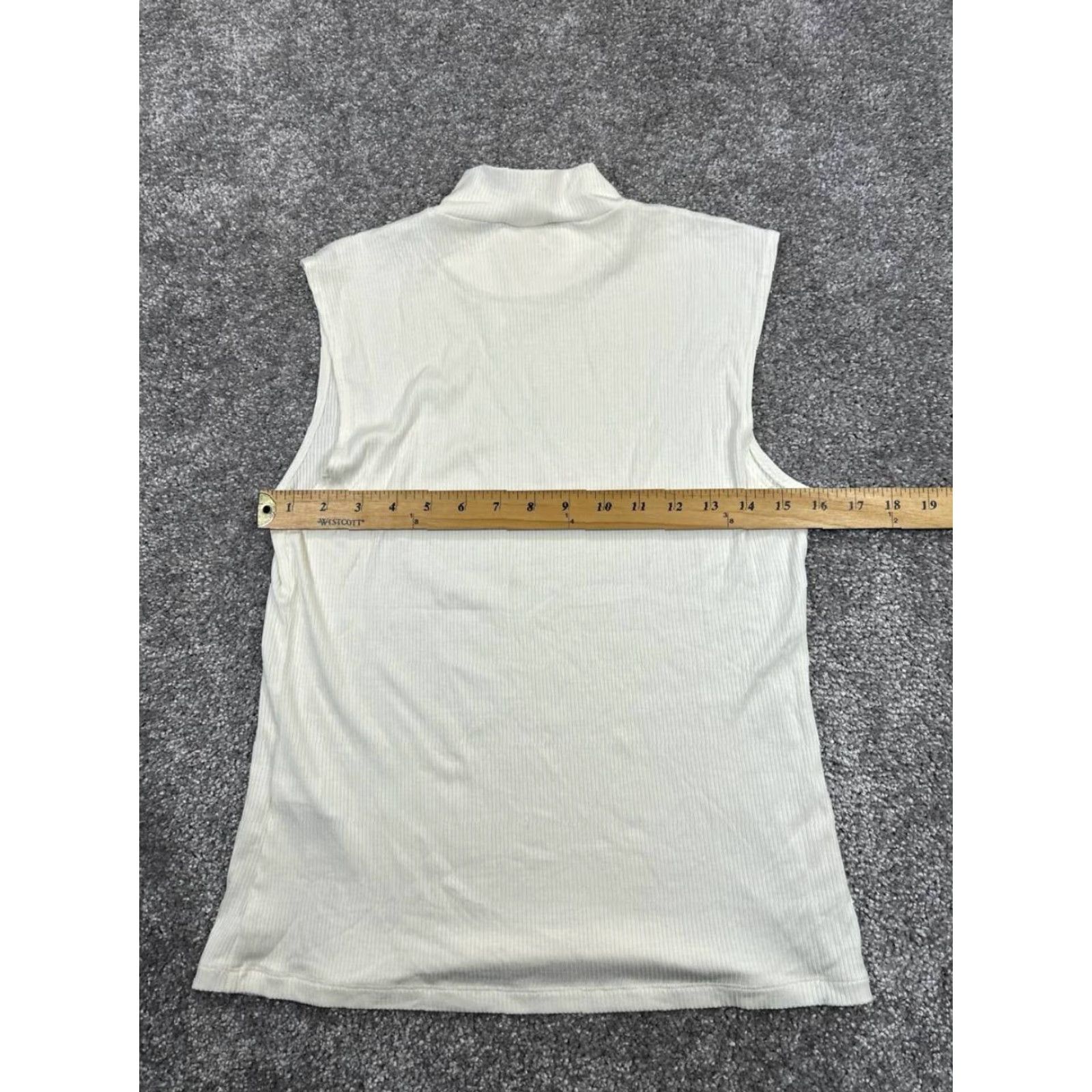 Banana Republic VINTAGE Banana Republic Women's Sleeveless Pullover Shirt Medium White Knit Casual Summer 90s Womens Size M / US 6-8 / IT 42-44 - 6 Thumbnail