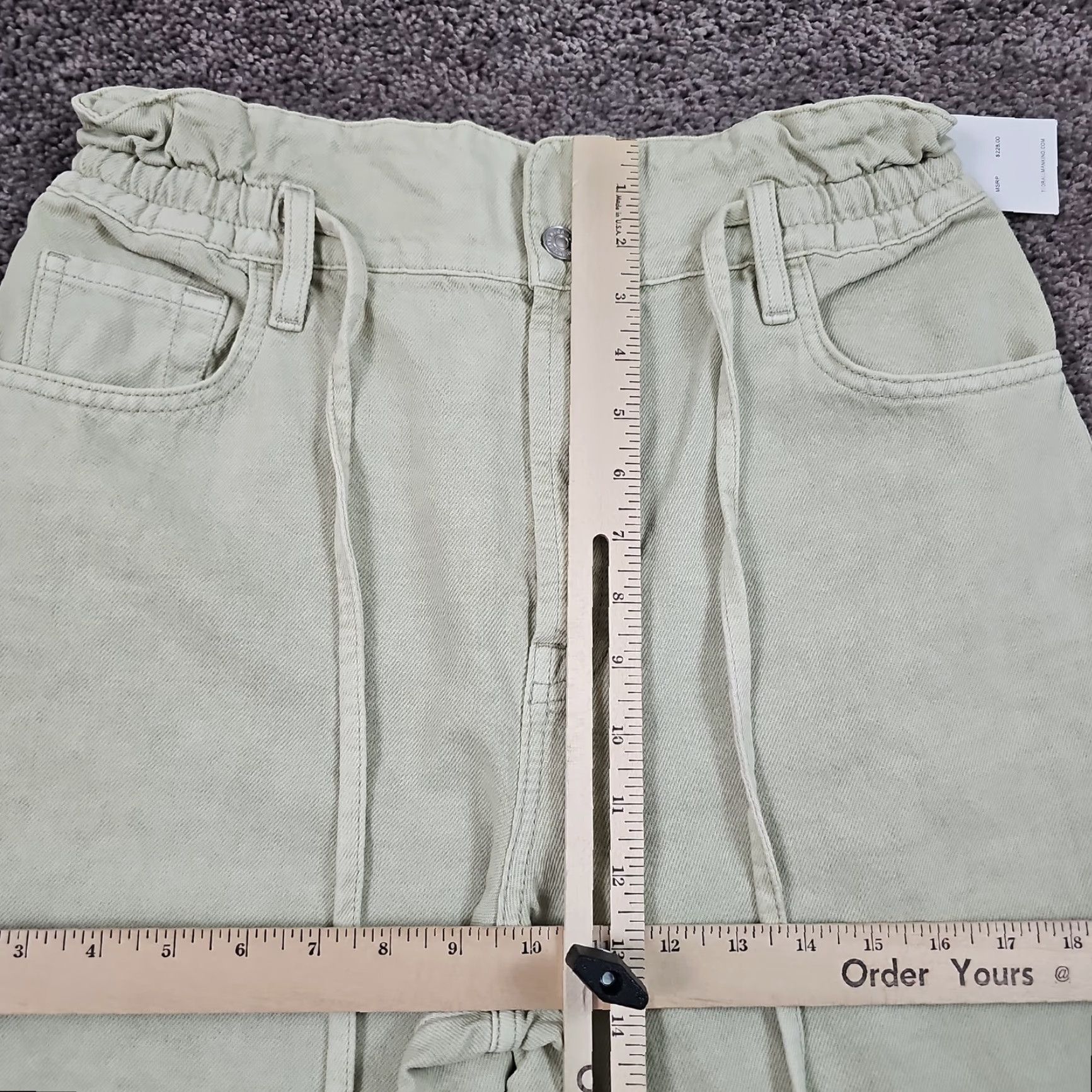 7 For All Mankind 7 For All Mankind Jeans Women Paperbag Style High Rise Elastic Waist Green 27 28x27 Denim Cotton 100% Inseam 27 in Regular Fit Size 27" / US 4 / IT 40 - 4 Thumbnail