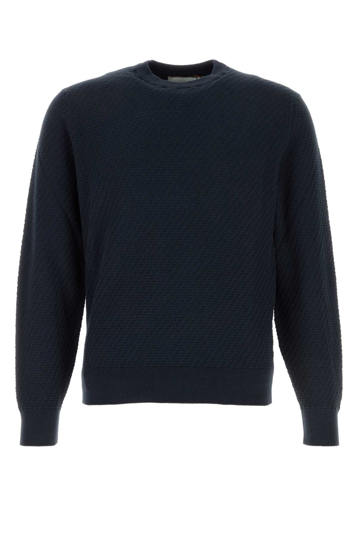 Canali Dark Blue Cotton Blend Sweater Size US XXL / EU 58 / 5 - 1 Thumbnail