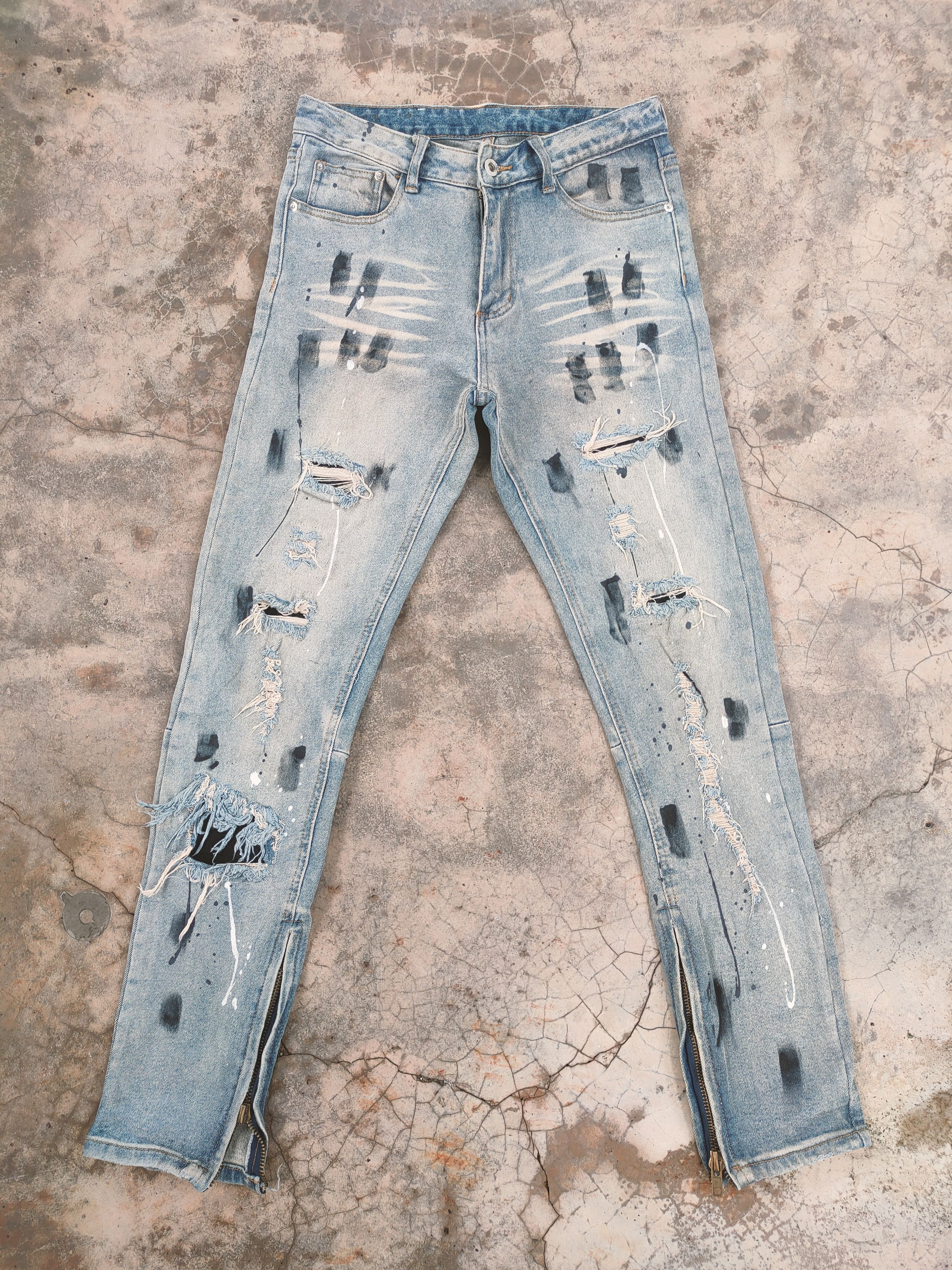 Japanese Brand Vintage japanese skinny faded distressed jeans denim pants Size US 29 - 4 Thumbnail