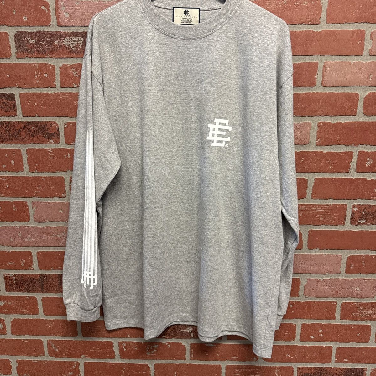 Eric Emanuel EE Faded E Eric Emanual Grey Long Sleeve T-shirt SZ 