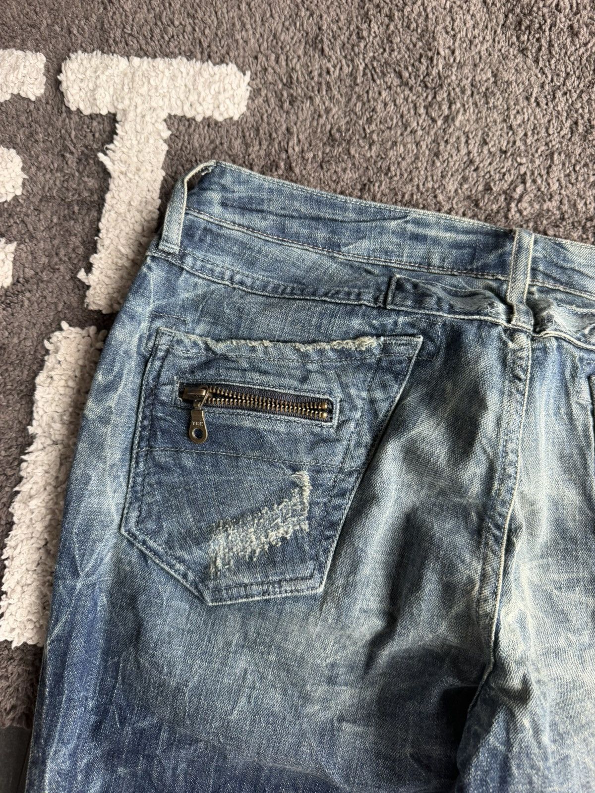 Robins Jeans Robin’s Jean Moto Denim Y2K Avant-garde Blue Jeans L Size US 31 - 9 Thumbnail