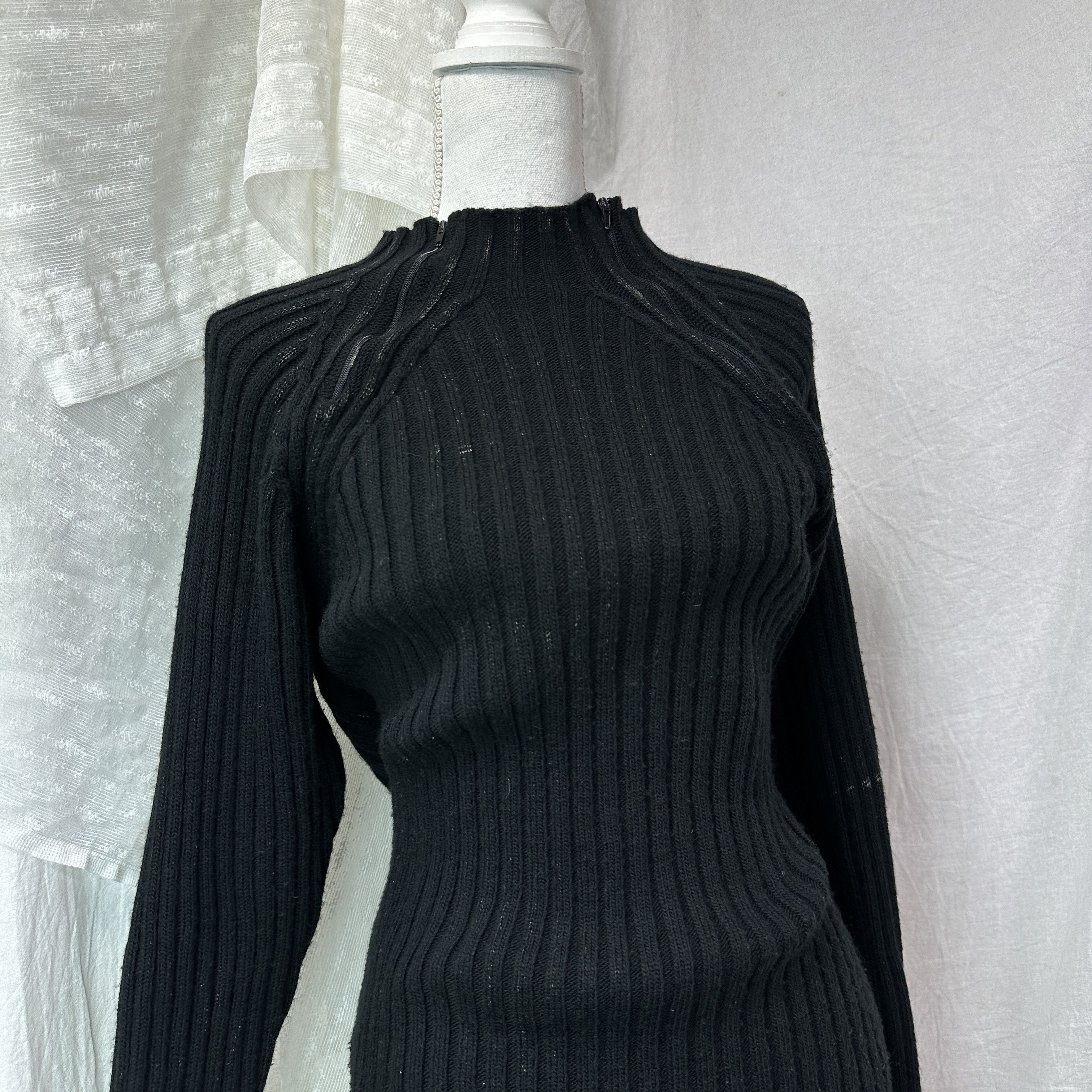 Vintage Vintage Ribbed Asymmetrical Zippers Sweater Y2K Size M / US 6-8 / IT 42-44 - 7 Thumbnail