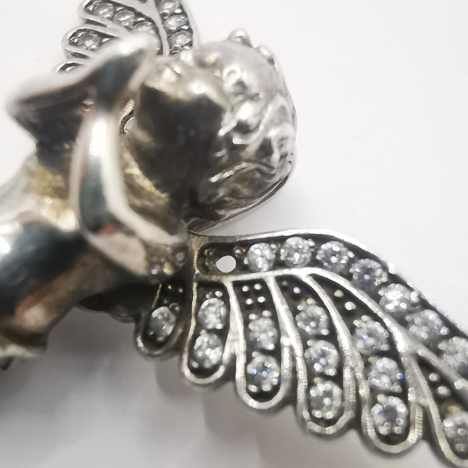 Sterling Silver Vintage Angel Pendant 925 Sterling Silver,Jewelry,Zirconium Size ONE SIZE - 5 Thumbnail