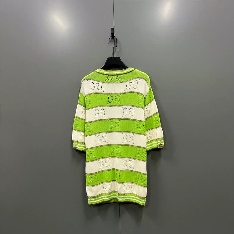 Gucci Gucci White and green striped hollow GG knitwear 2502-Nexta Size US XS / EU 42 / 0 - 2 Thumbnail
