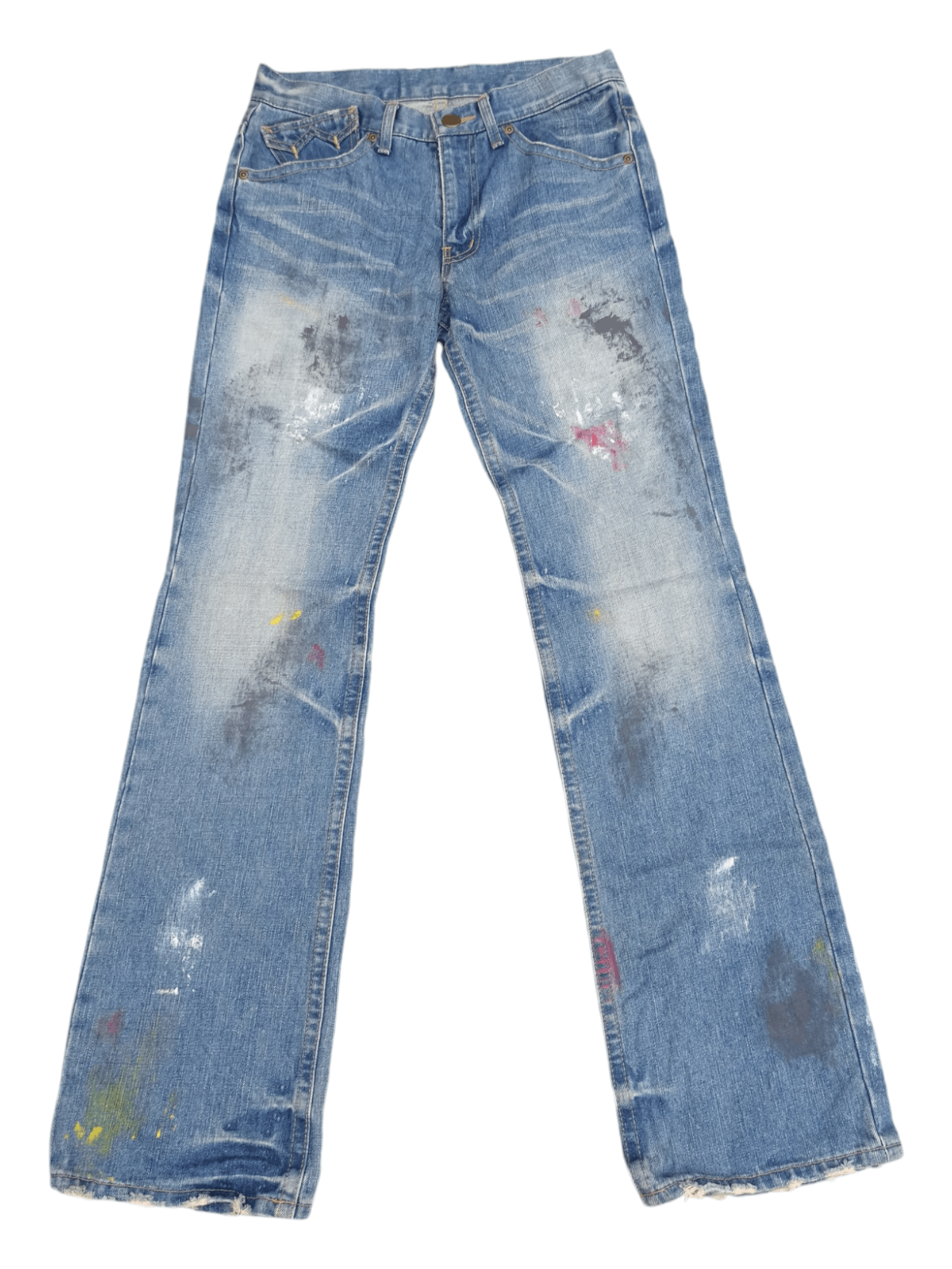 Japanese Brand Rattle Trap Paint Skin Mud Max Minimalist Flare Denim Size US 28 / EU 44 - 1 Thumbnail