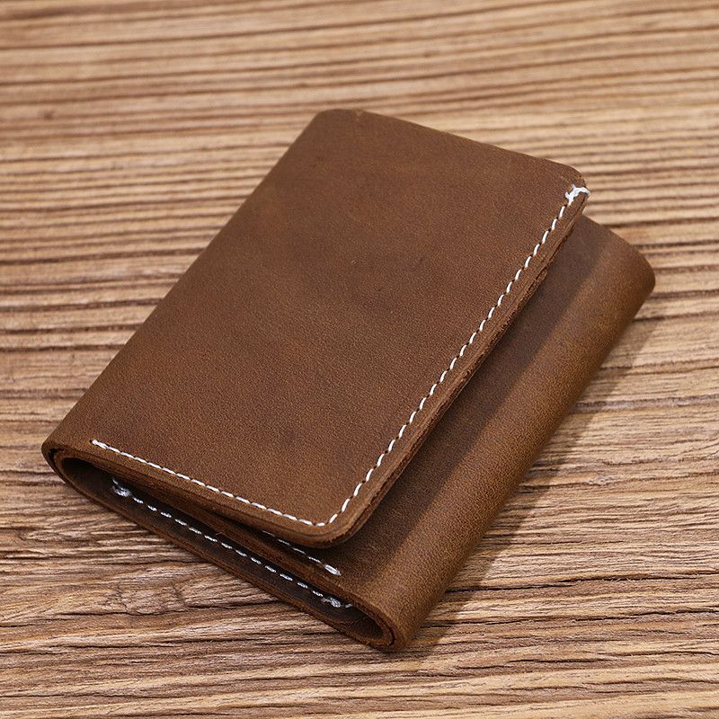 Japanese Brand × Leather × Vintage Handmade Short Trifold Leather Wallet Size ONE SIZE - 1 Thumbnail