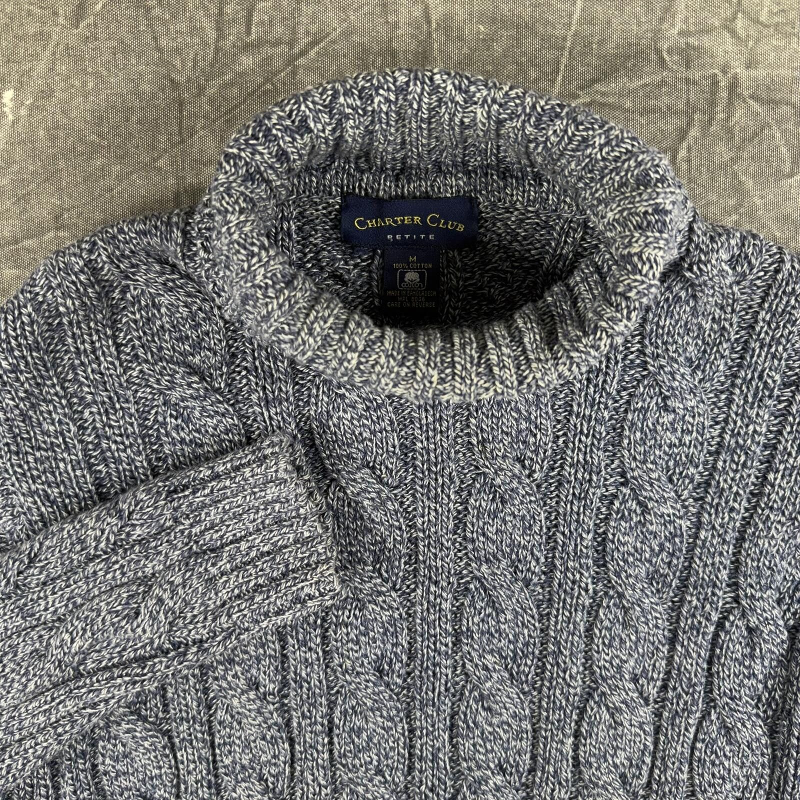 Charter Club Charter Club Sweater Women's M Blue Petite Turtle Neck Knit Size M / US 6-8 / IT 42-44 - 1 Thumbnail