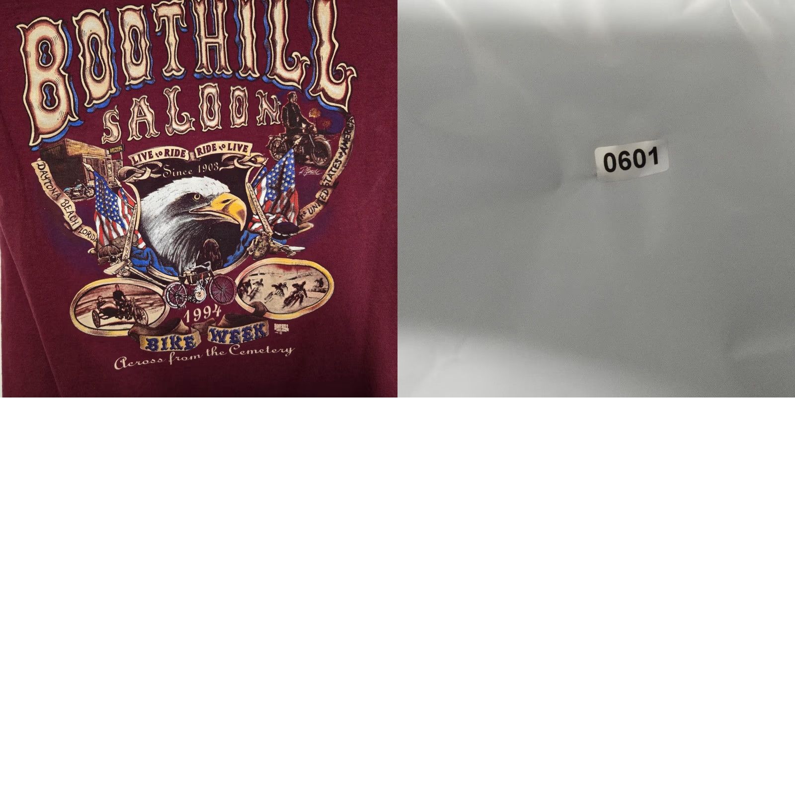 Vintage VINTAGE Boot Hill Saloon T-shirt Shirt Maroon 90s Daytona Bike Week Single Stitch Crew Neck Short Sleeve L Men Size US L / EU 52-54 / 3 - 8 Thumbnail
