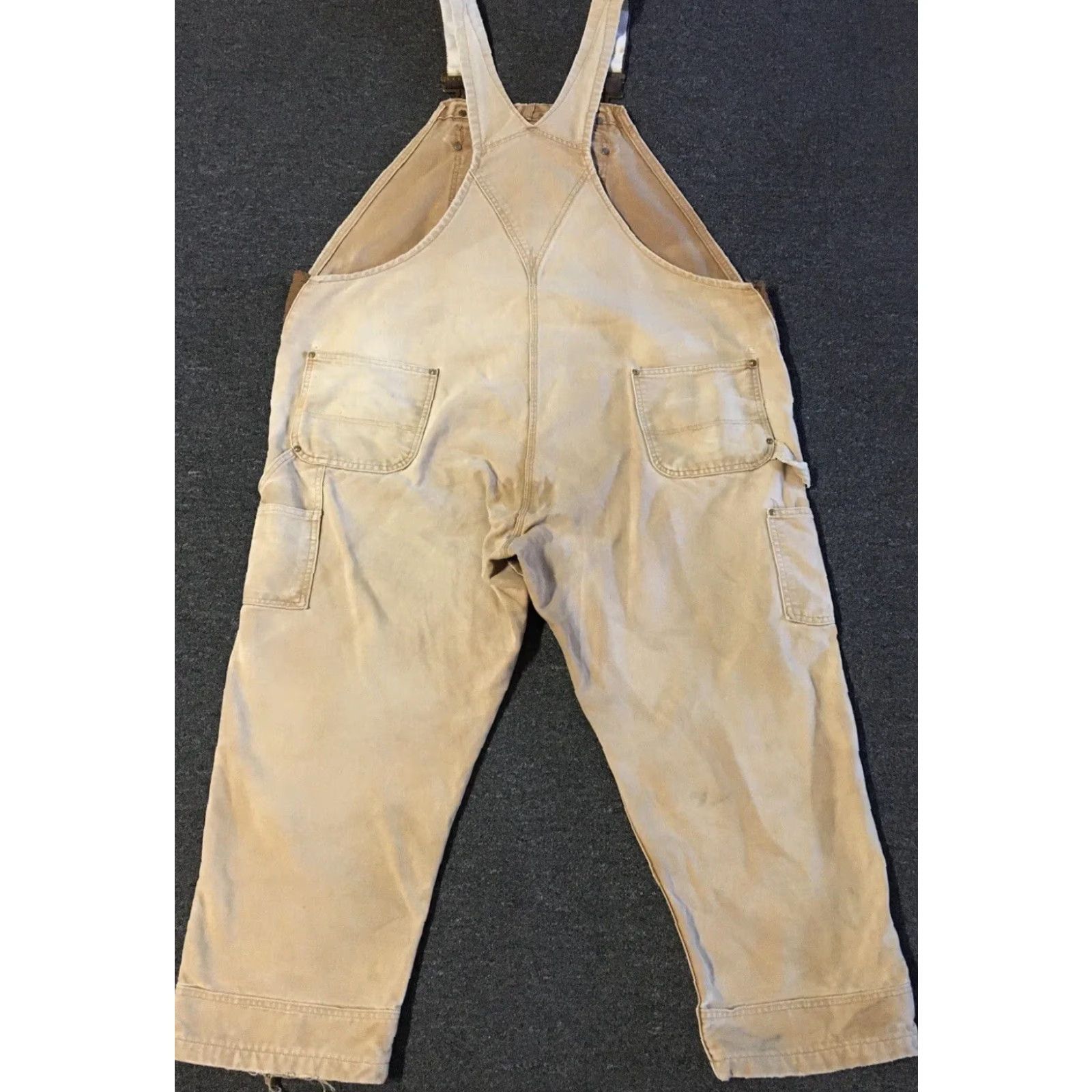 Carhartt VINTAGE Carhartt Overalls Jeans 48 Tan Distressed Faded Double Knee 27 Inseam Trucker Workwear 80s 90s Grunge Punk Rocker Mens Size US 32 / EU 48 - 2 Thumbnail