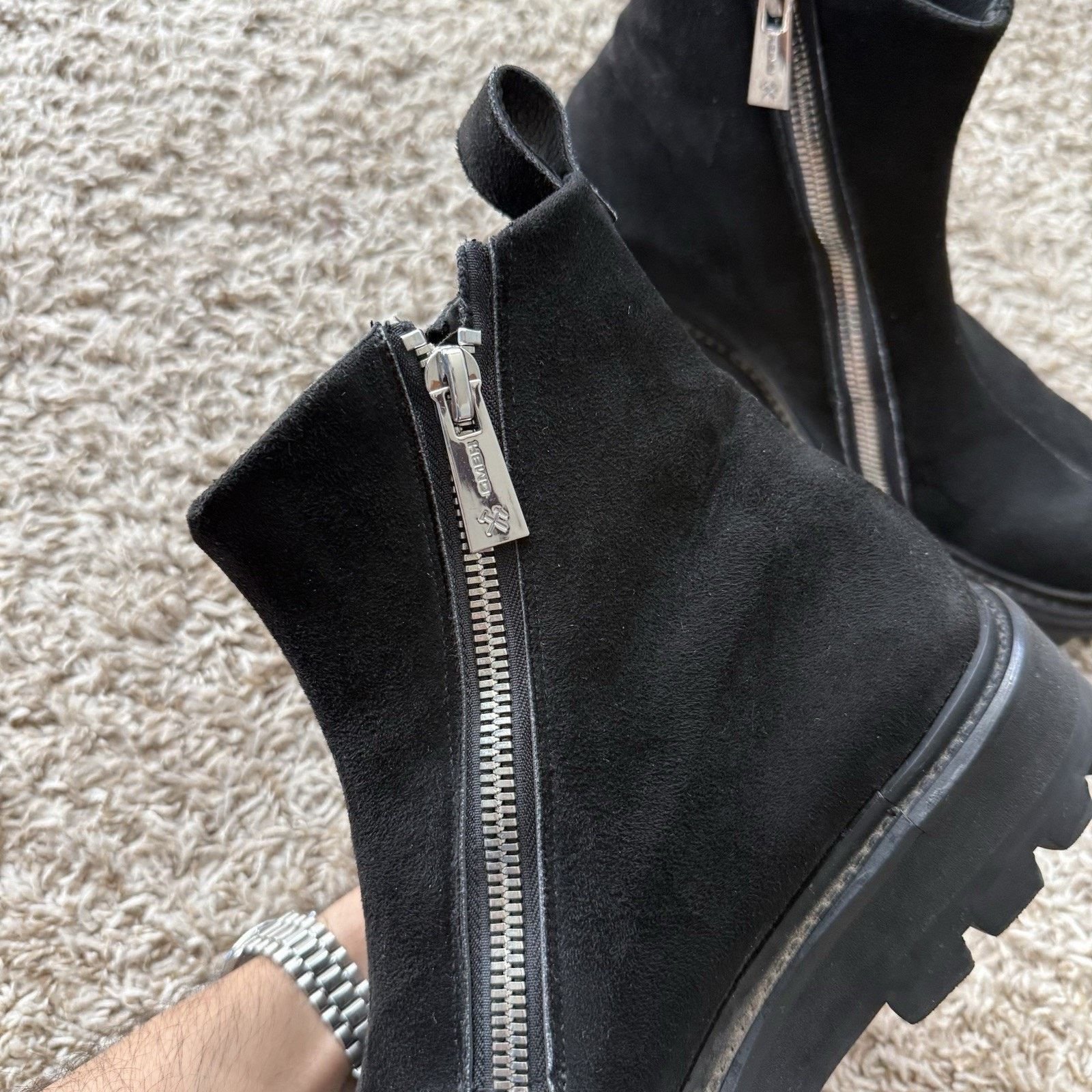 GmbH GmbH Selim Biker Boots Black Suede Double Zip Square Size 43 Size US 9.5 / EU 42-43 - 4 Thumbnail