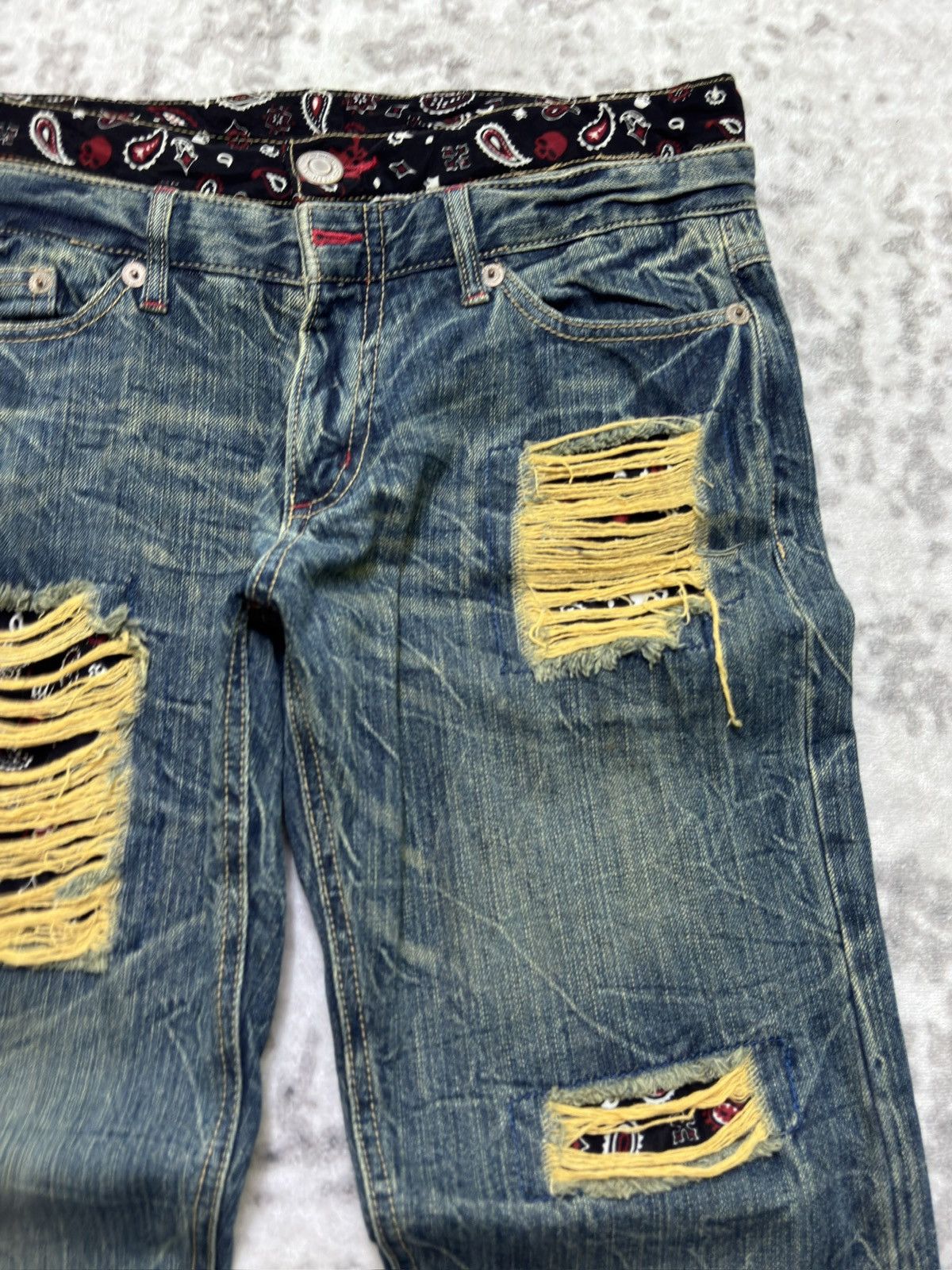 Hysteric Glamour Vintage Pretty Green Design Double Waist Distressed Denim Size US 30 / EU 46 - 5 Thumbnail