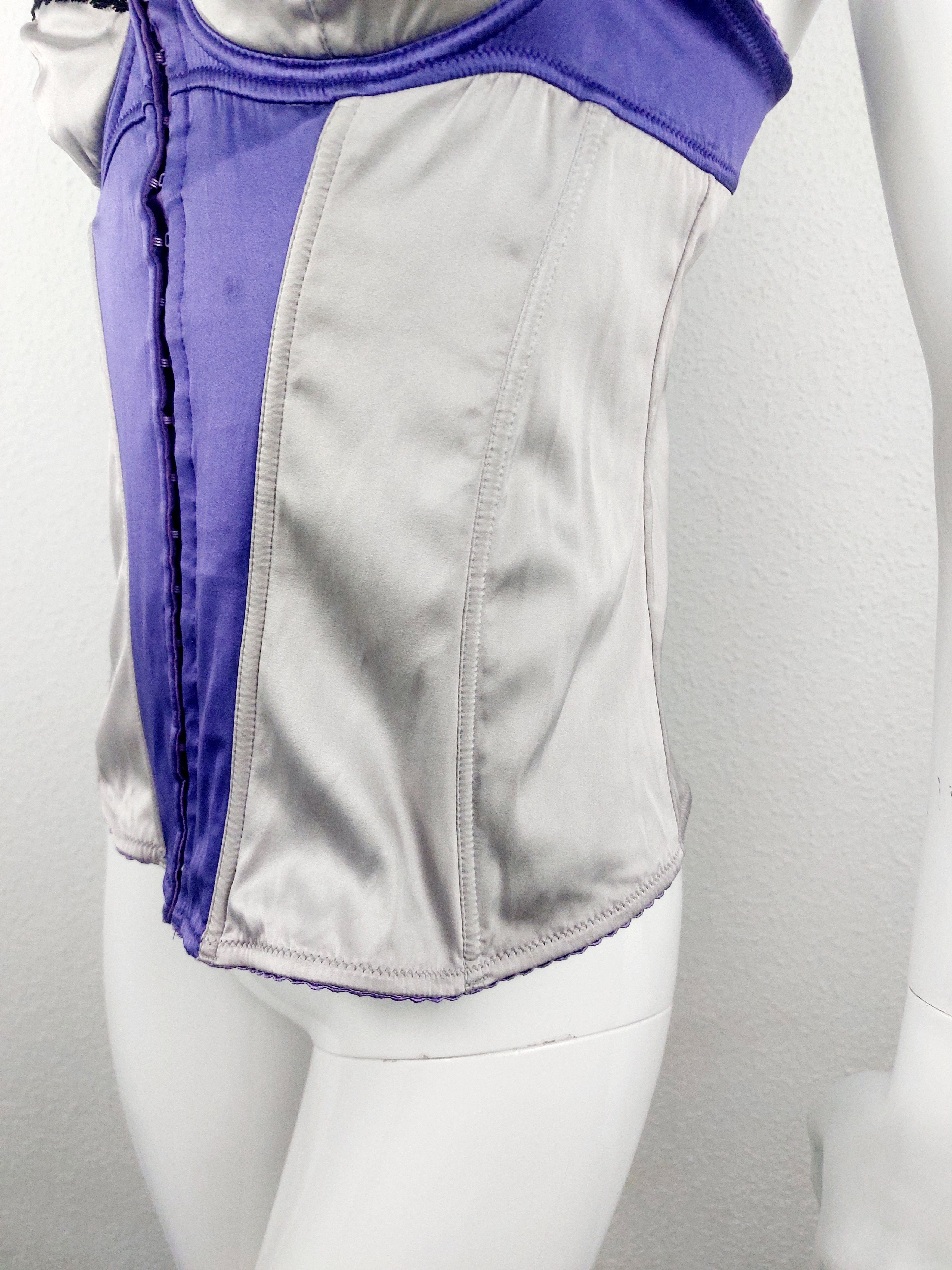 Dolce & Gabbana Dolce and Gabbana D&G Silk Purple Silver Metallic Corset Size L / US 10 / IT 46 - 5 Thumbnail