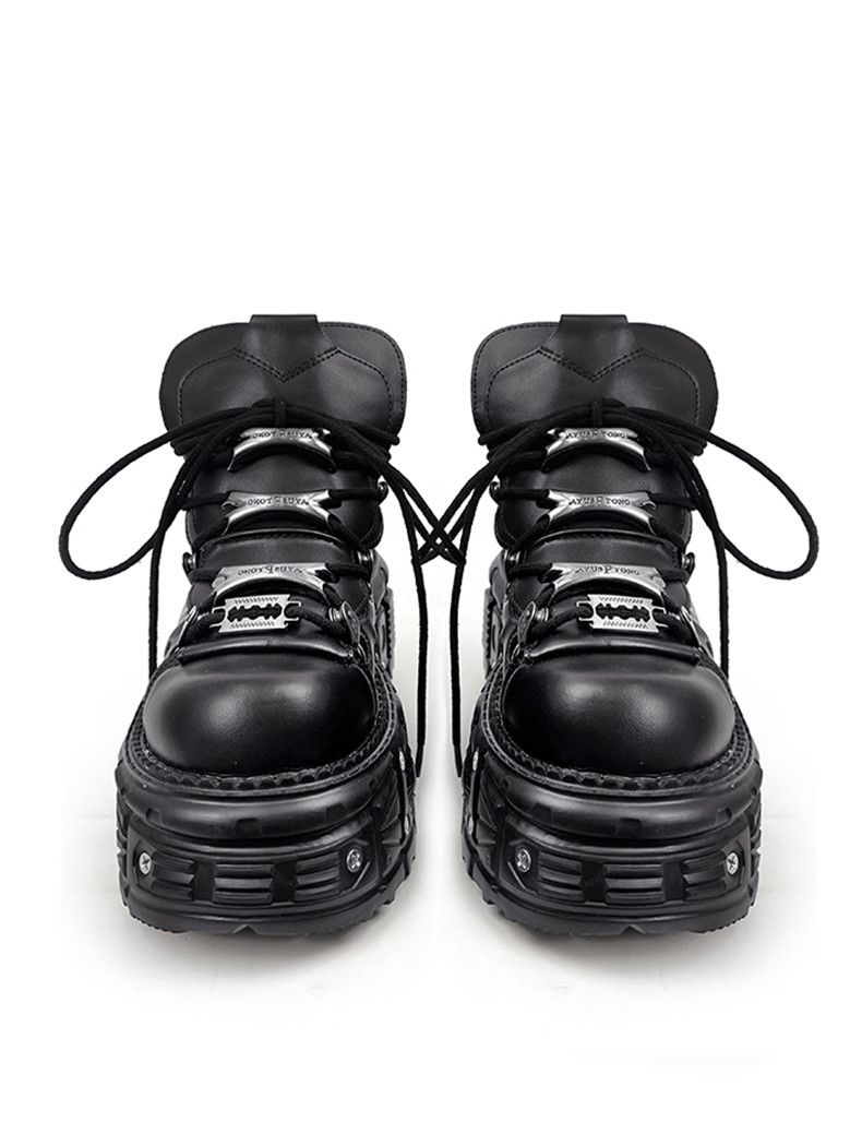 Japanese Brand Punk Style Lace Up Heel Shoes Size US 5 / IT 35 - 2 Thumbnail