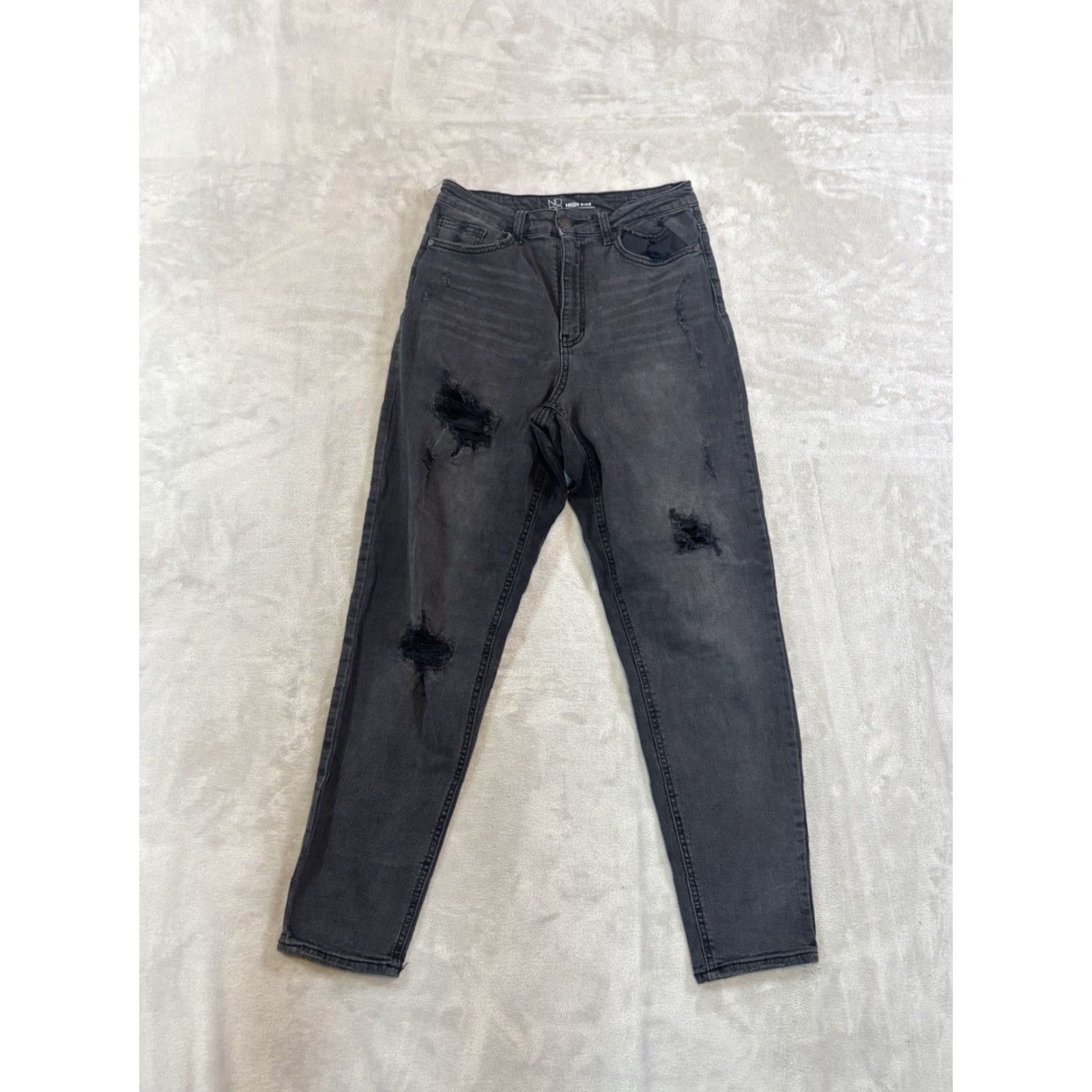 Vintage NO BO Women's High-Rise Black Denim Jeans Distressed Skinny Size 11 Size 32" / US 10 / IT 46 - 2 Thumbnail