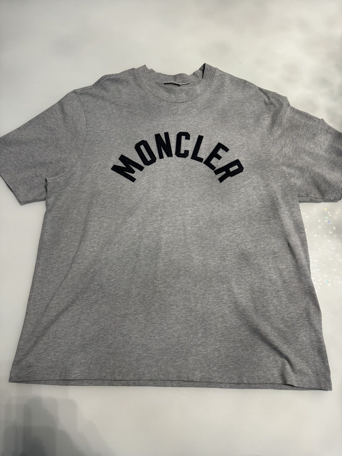 image of Moncler T Shirt Patch Stitched Logo Size XL in Grey, Men's