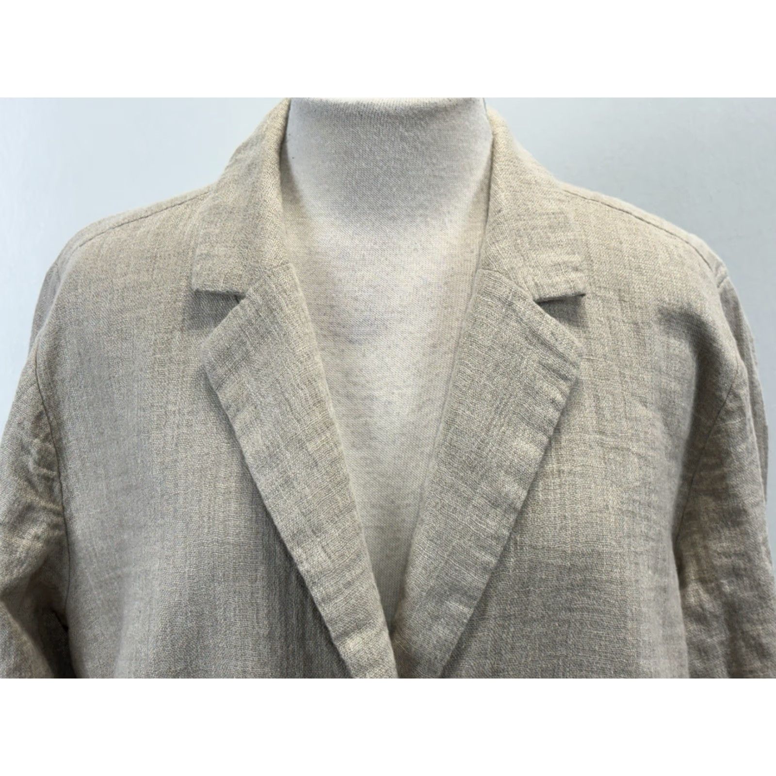 J. Jill VINTAGE J. Jill Blazer Linen Blend Women’s L Tan Oversized Blazer Jacket Coastal Lagenlook Long Sleeve Mid-Length Button Mens? Size L / US 10 / IT 46 - 5 Thumbnail