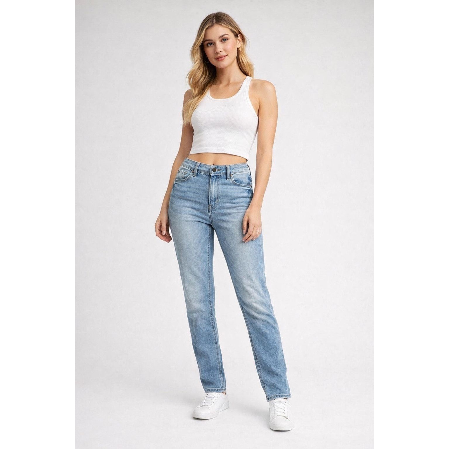 Hollister Hollister High Rise Light Wash Stripe Crop Slim Jeans - D025 Size 27" / US 4 / IT 40 - 1 Thumbnail