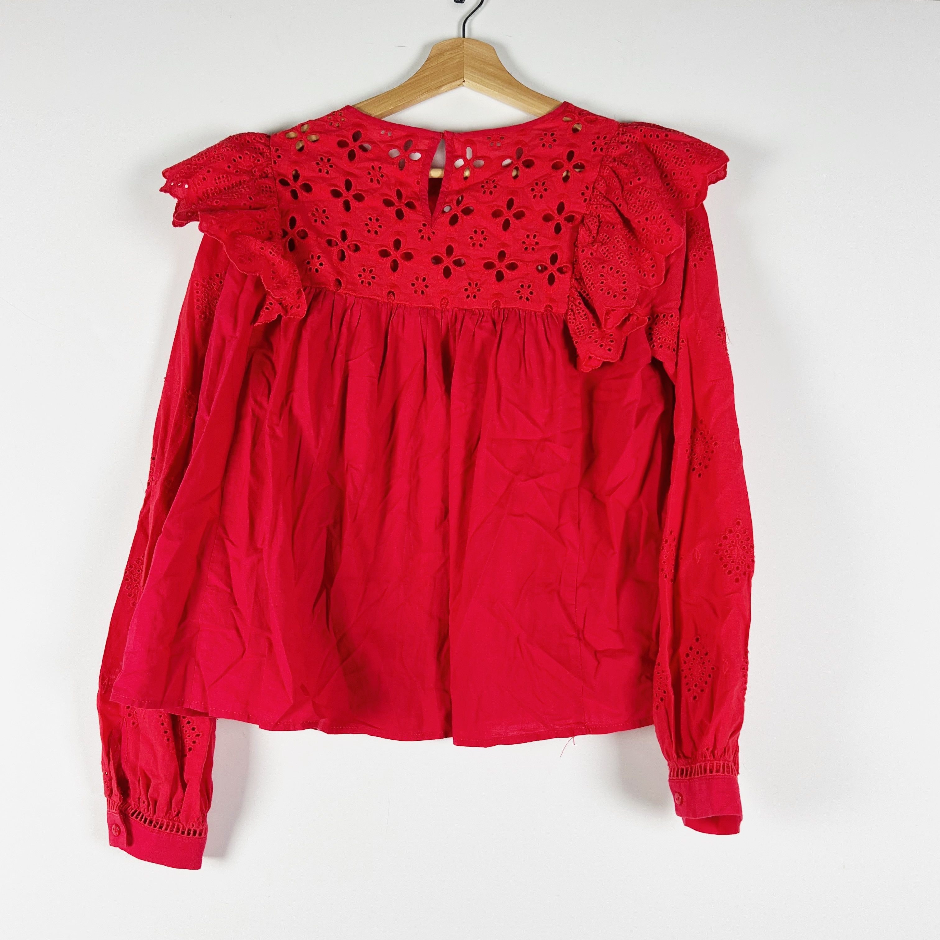 Other En Saison Cotton Eyelet Ruffle Long Sleeve Size XS / US 0-2 / IT 36-38 - 4 Thumbnail