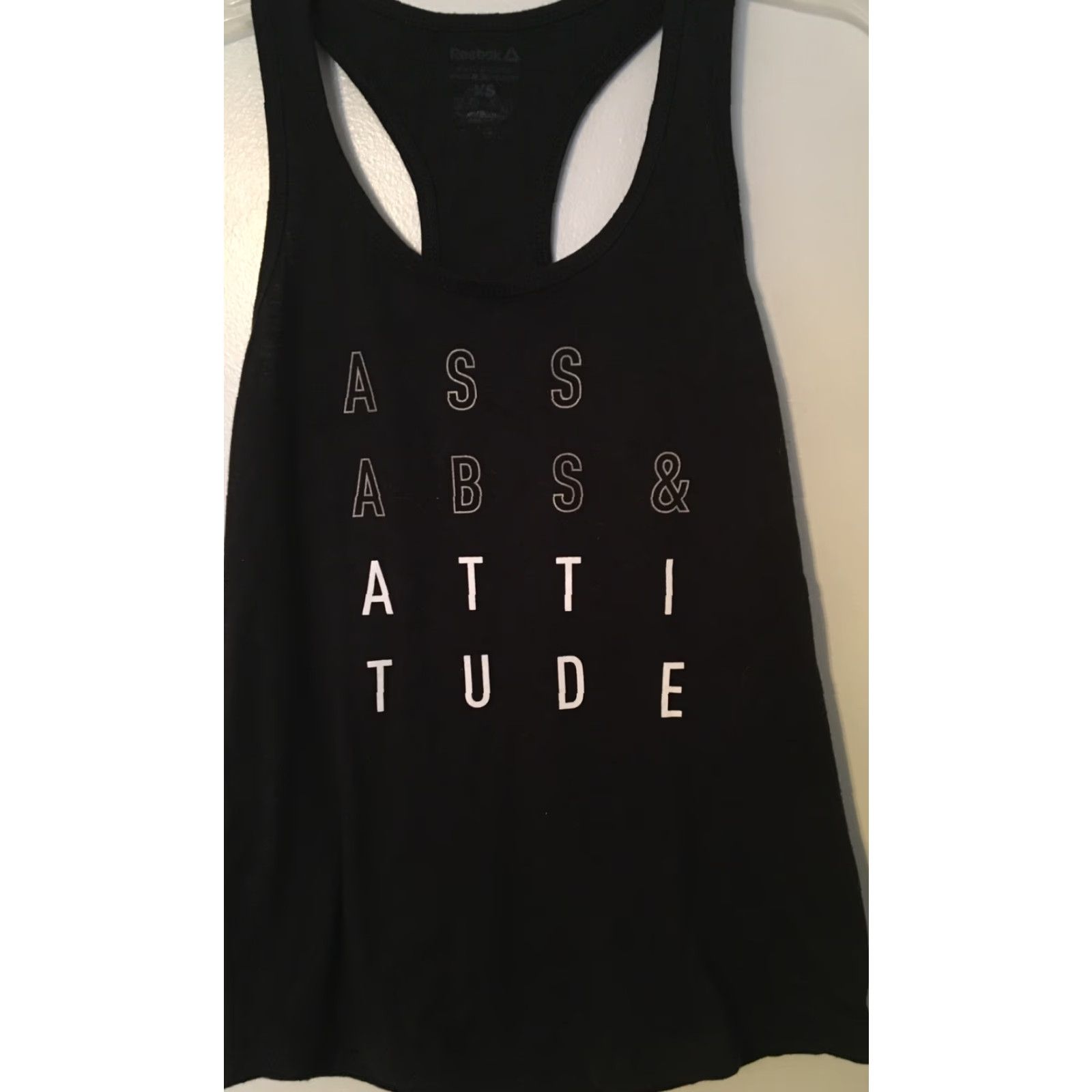 Reebok REEBOK Women's ASS ABS & ATTITUDE Workout T-Shirt Black XS Tank Top Small Logo CrossFit Gym Pullover Size XS / US 0-2 / IT 36-38 - 2 Thumbnail
