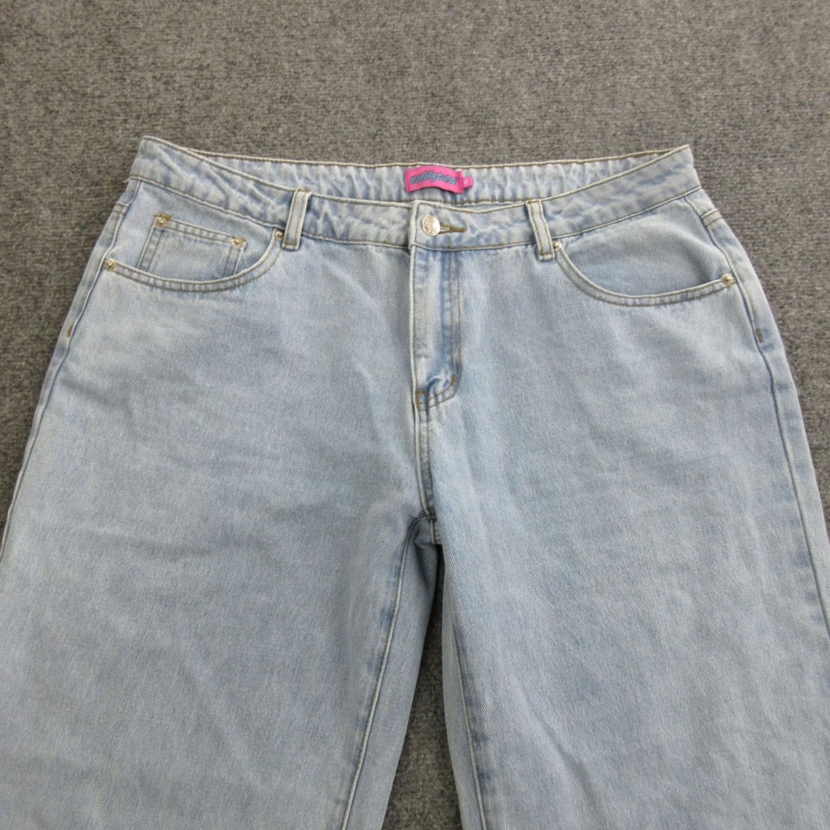 Vintage Edikted Jeans Womens 1X Light Wash High Rise Wide Leg Relaxed Denim Jeans Women Blue Wide-Leg 5-Pocket Size 40" / US 18 - 4 Thumbnail