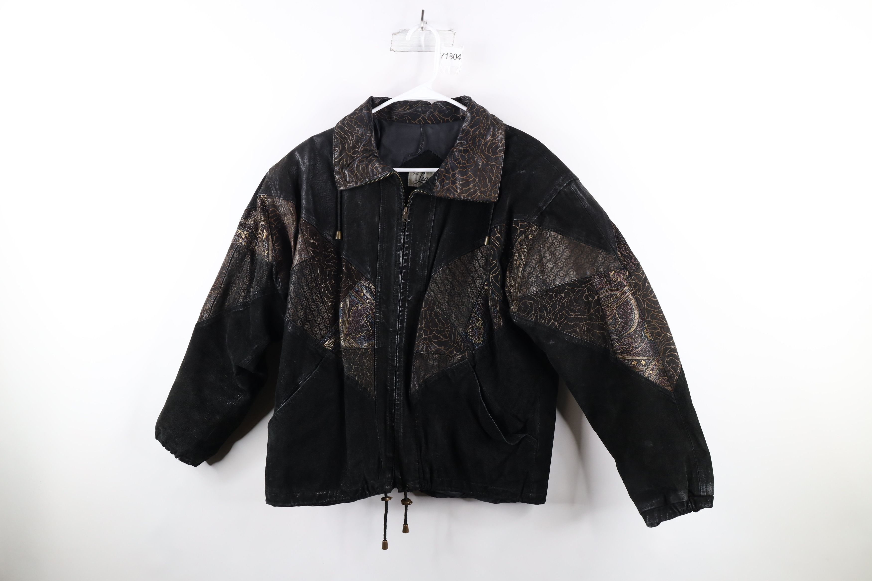paisley☆羊革☆leather 短丈“bomber jacket Vintage 90s Streetwear Paisley Suede Leather Bomber Jacket