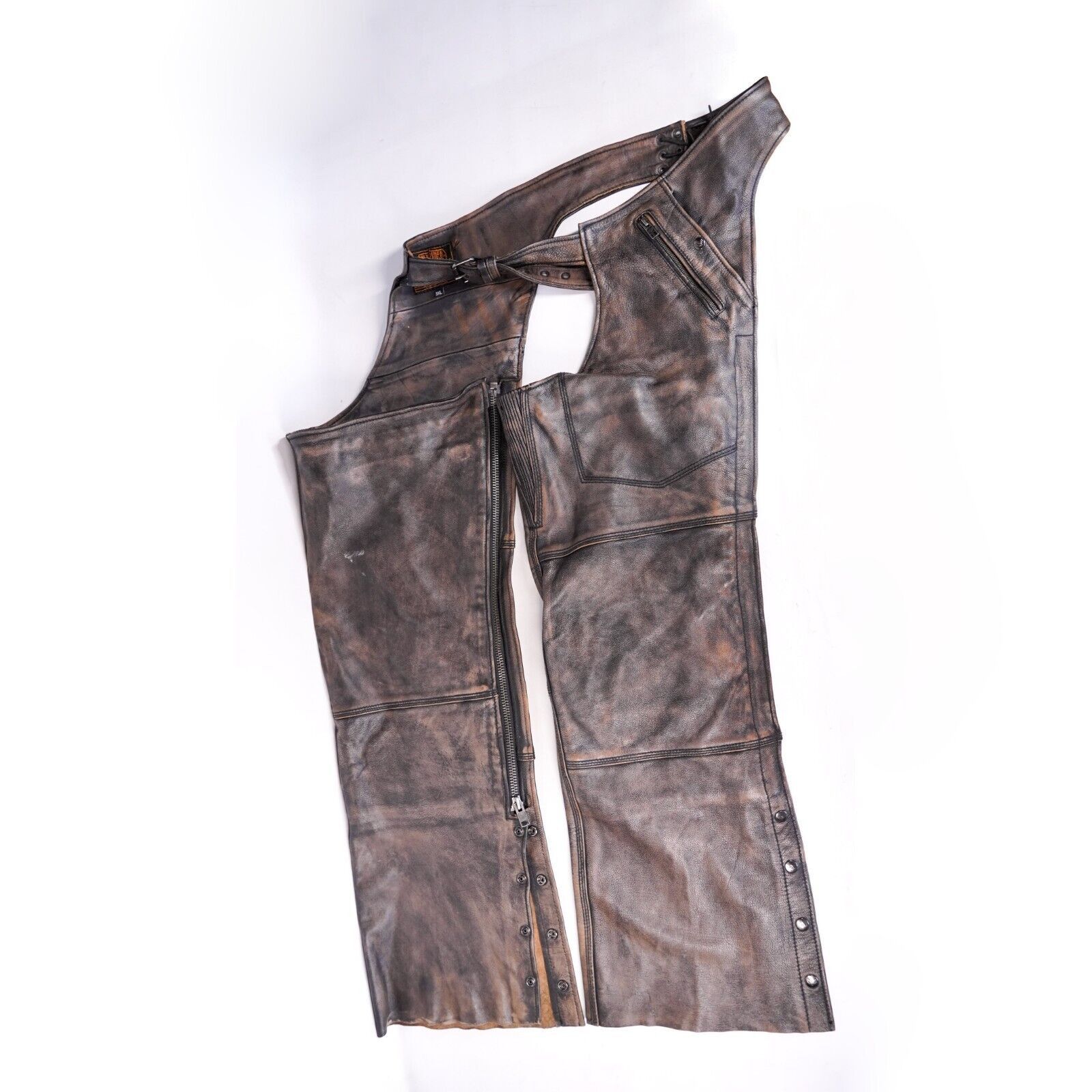 Other Leather Chaps Motorcycle Leggings Adjustable Belt Pants 3XL Size US 36 / EU 52 - 1 Thumbnail