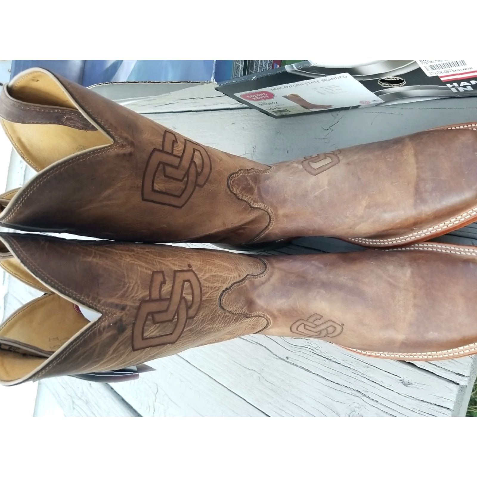 Vintage VINTAGE Nocona Boots Mens 15 EE Brown Leather Western Boots Clemson University Collegiate Cowboy College Size US 15 / EU 48 - 4 Thumbnail