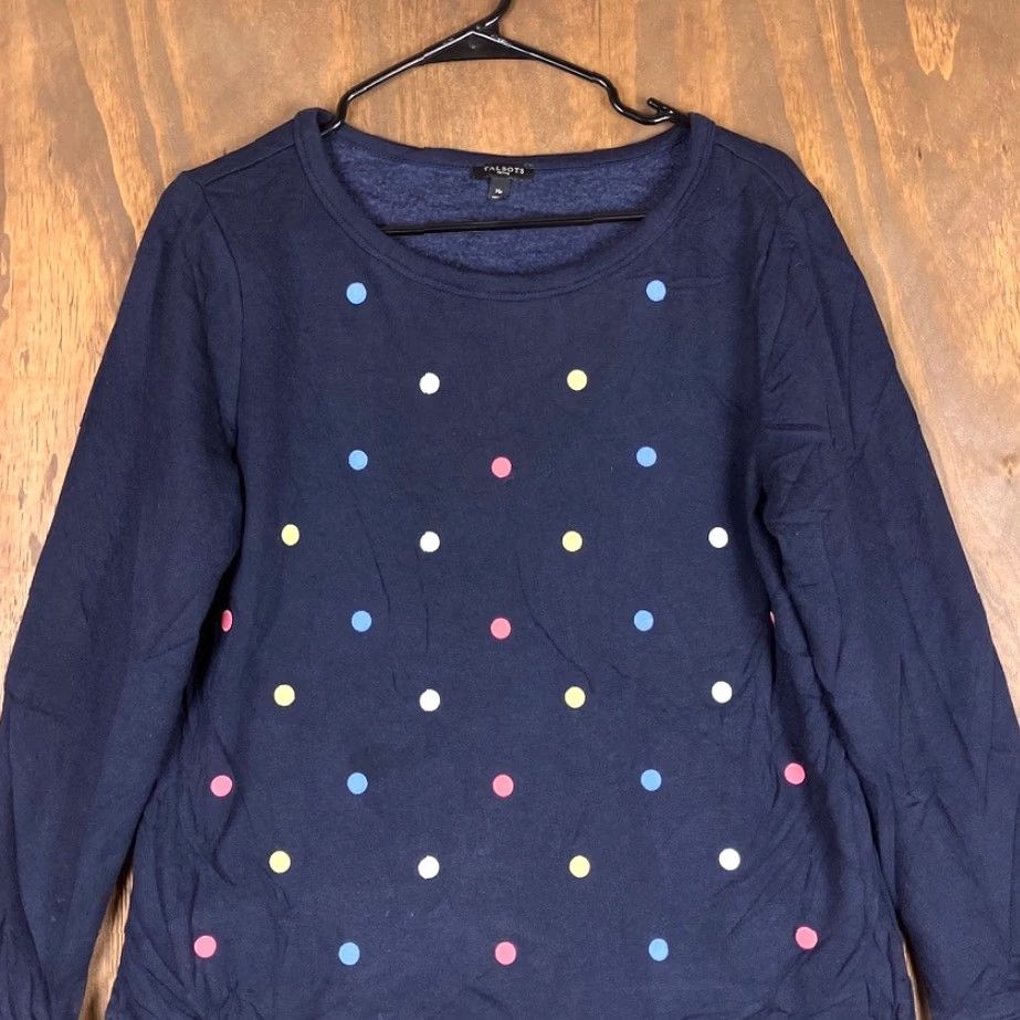 Talbots Talbots Womens Sweater Navy Polka Dot Crew Neck Long Sleeve Cotton Blend MP Size M / US 6-8 / IT 42-44 - 2 Thumbnail