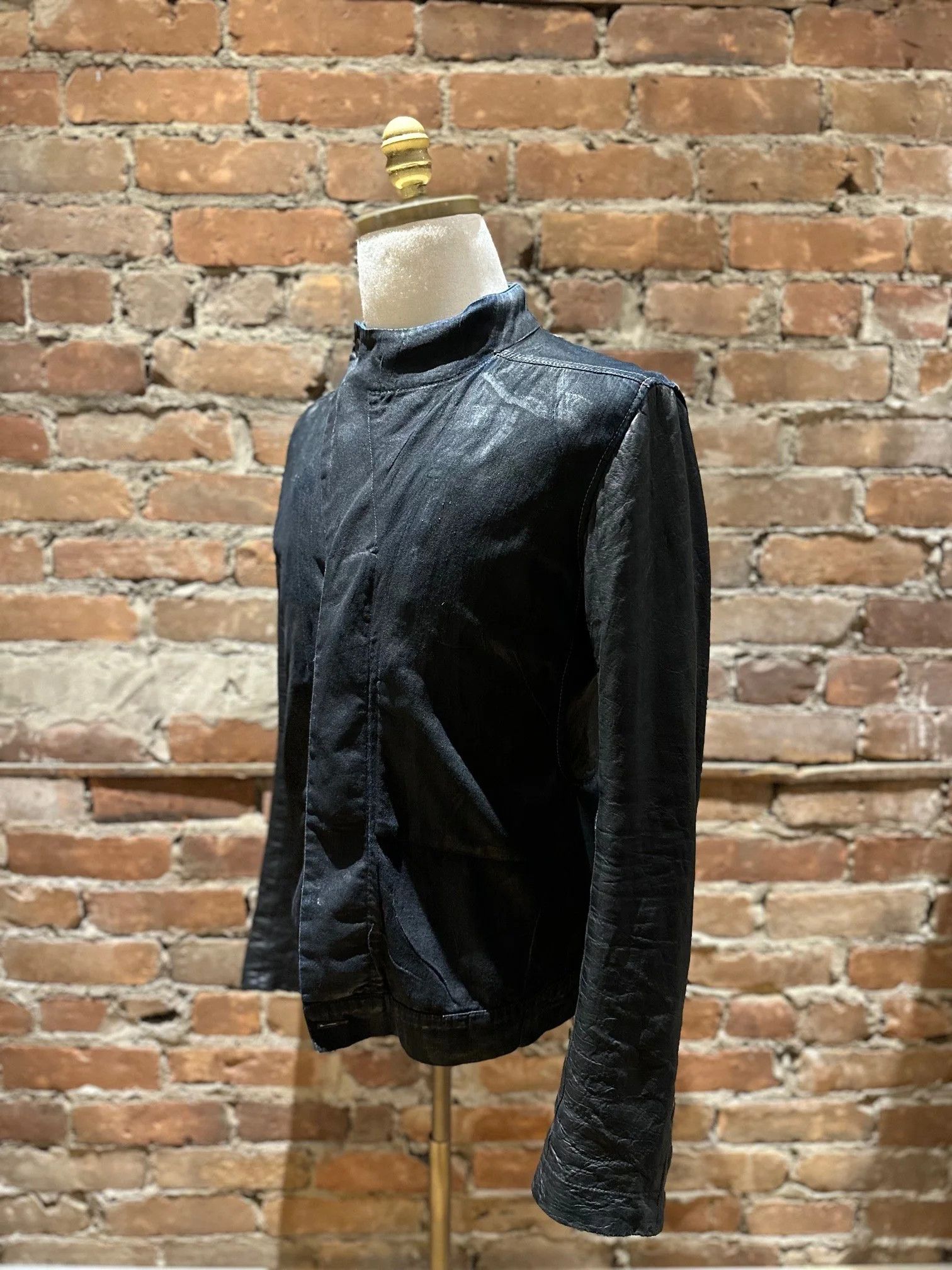 Rick Owens Drkshdw Rick Owens DRKSHDW Wax-Coated Denim & Leather Jacket Size US M / EU 48-50 / 2 - 6 Thumbnail
