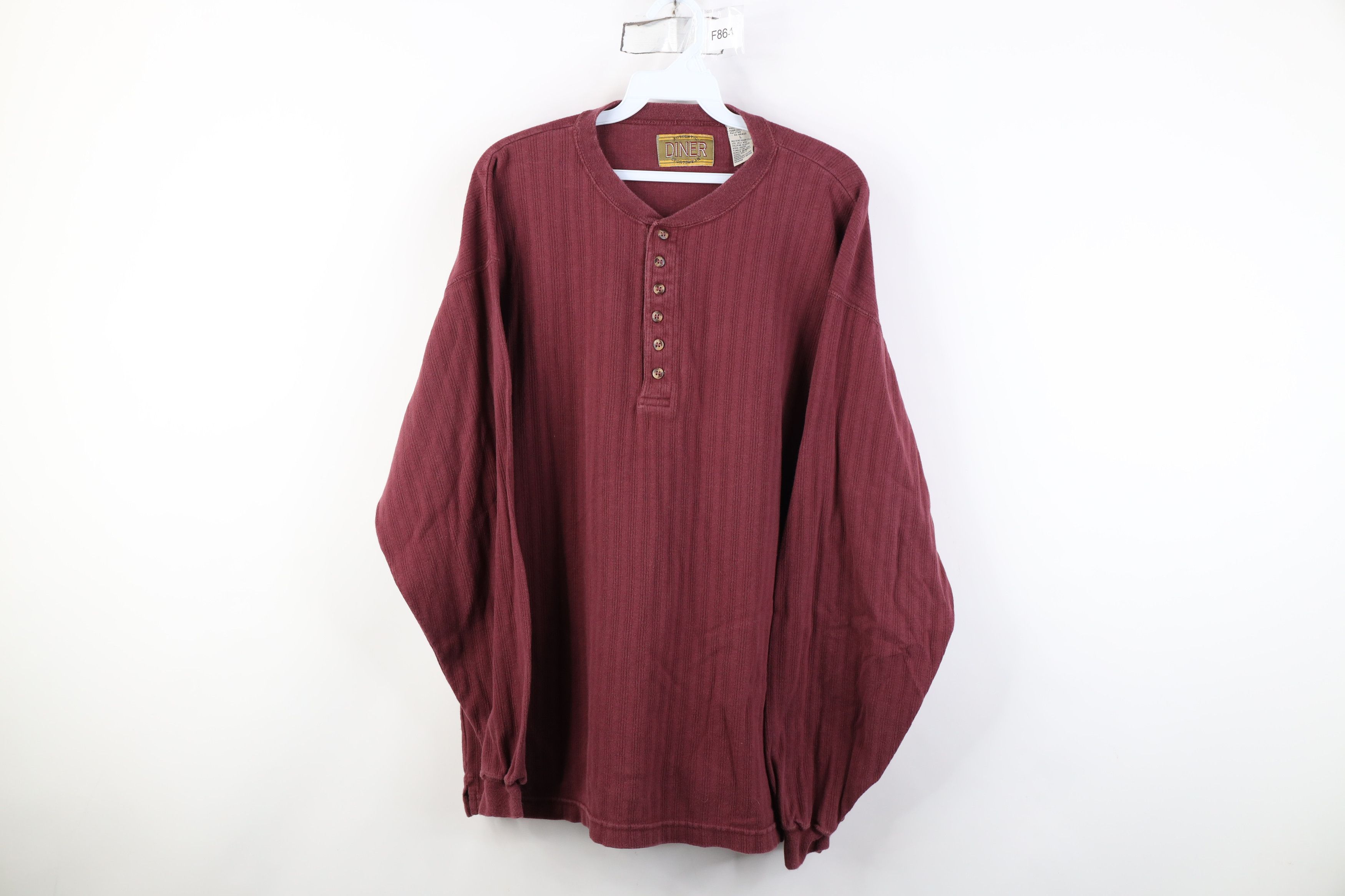 Vintage Vintage 90s Streetwear Knit Long Sleeve Henley T-Shirt Size US L / EU 52-54 / 3 - 1 Thumbnail