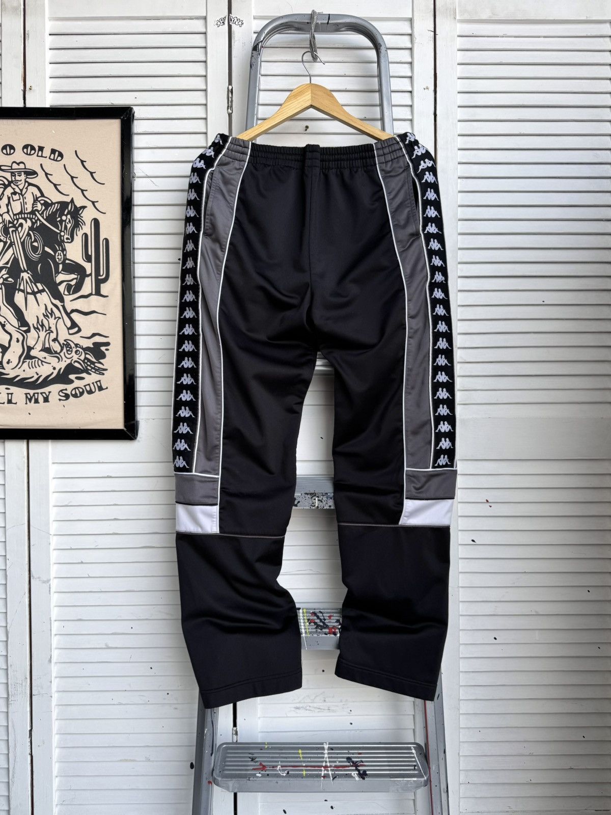 Kappa Kappa Banda Track Pants Logo Tape Joggers Monogram Black Y2K Size US 32 / EU 48 - 1 Thumbnail