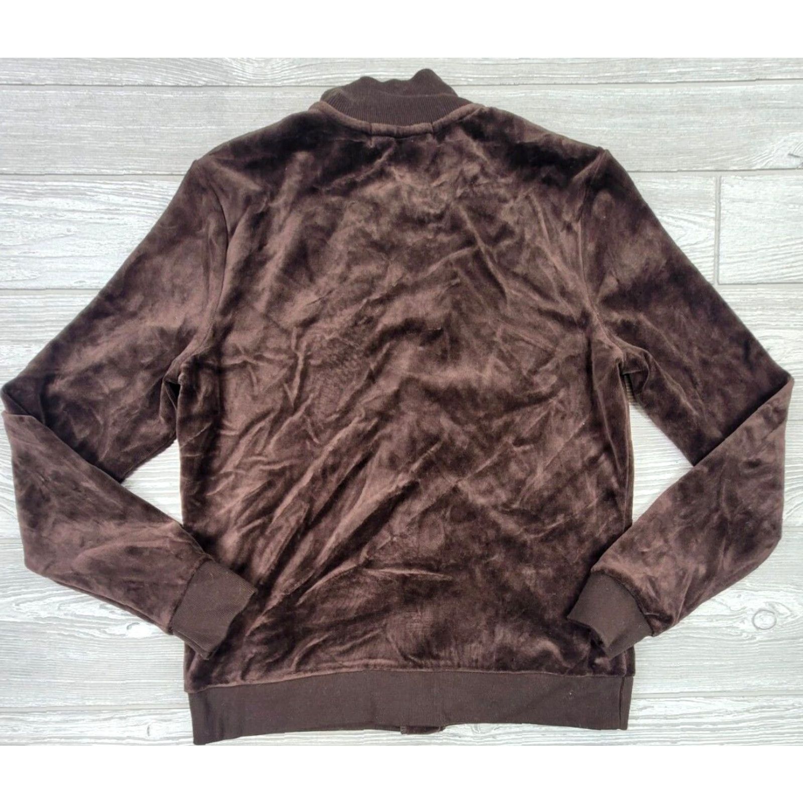 Ralph Lauren VINTAGE Lauren Ralph Lauren P/S Velour Track Jacket Brown Gold Snaps Button Mock Neck Size S / US 4 / IT 40 - 7 Thumbnail