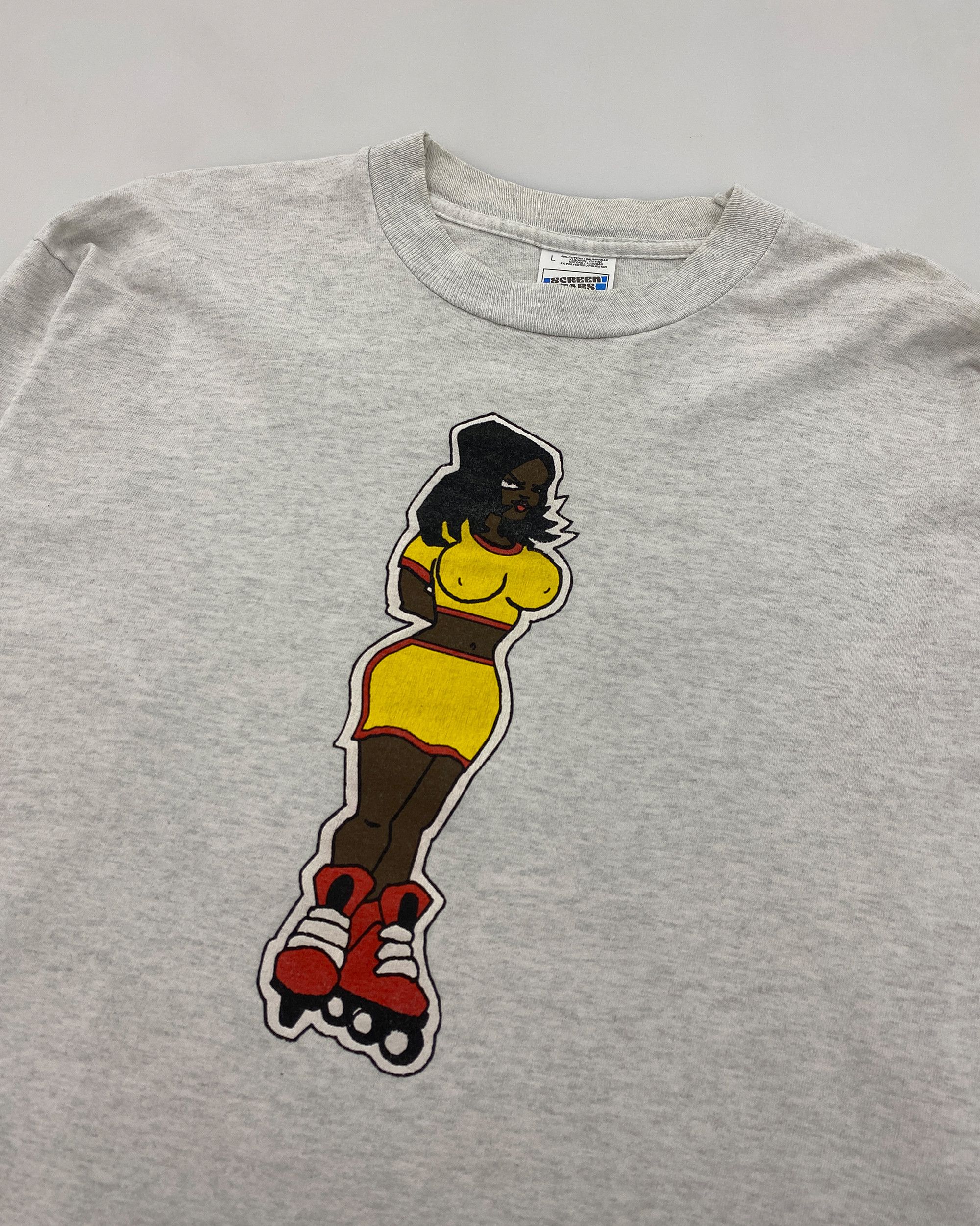 Vintage 1990s Longsleeve Roller Skate Girl Single Stitched T-Shirt Size US L / EU 52-54 / 3 - 3 Thumbnail