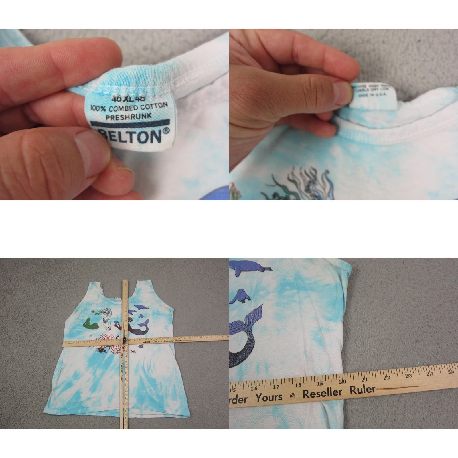 Vintage VINTAGE Mermaid Tank Top Shirt Womens XL Blue Tie Dye Ocean Dolphins Belton 90s Tank Top Womens XL Blue Mermaid Size XL / US 12-14 / IT 48-50 - 8 Thumbnail