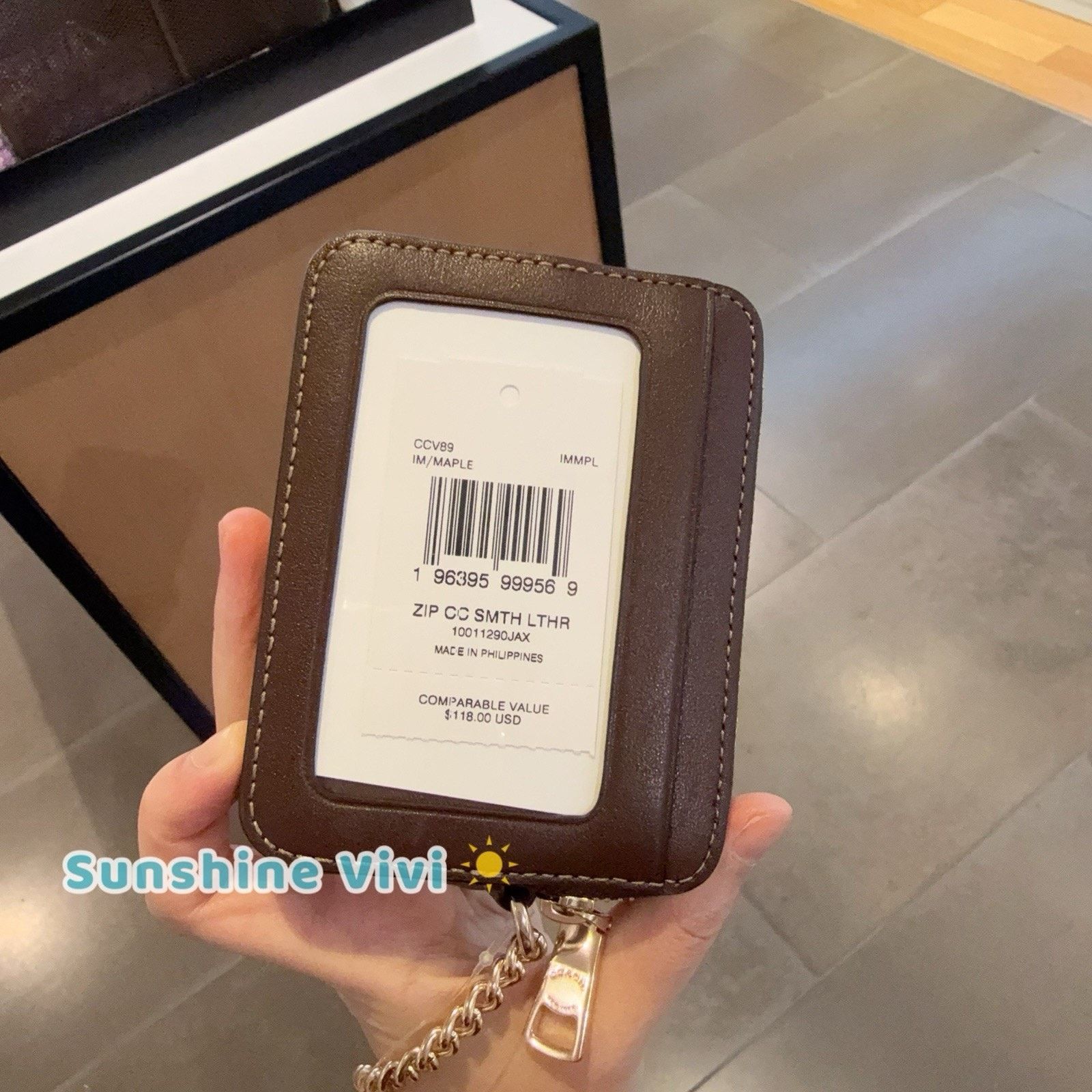Coach NWT Coach Zip Card Case Gold/Maple Leather CCV89 Size ONE SIZE - 5 Thumbnail