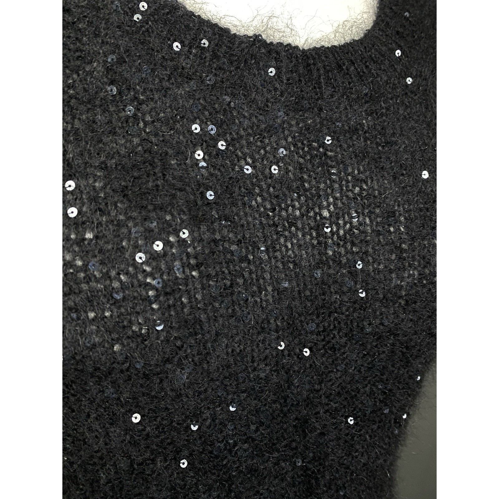 Saint Laurent Paris Saint Laurent RECENT Black Wool Oversized Glitter Knitted Cr Size M / US 6-8 / IT 42-44 - 9 Thumbnail