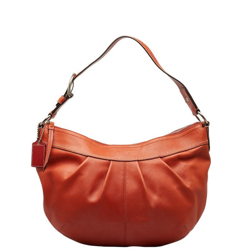 image of Coach Leather Hobo Bag Shoulder Bag Leather In in Orange, Women's