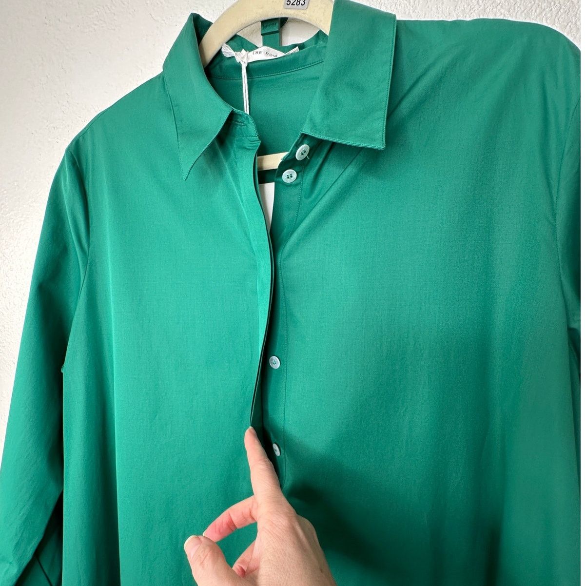 The Row NWT The Row Green Long Sleeve 3/4 Button Belted Shirtdress L Size L / US 10 / IT 46 - 7 Thumbnail